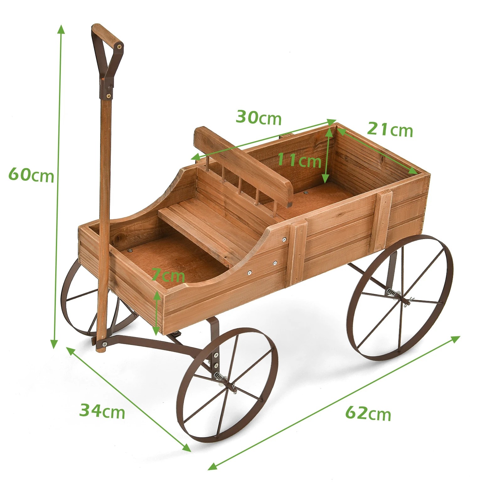 3 Costway Wooden Wagon Planter Garden Flower Planter Garden Bed w/Wheels, 3 of 3