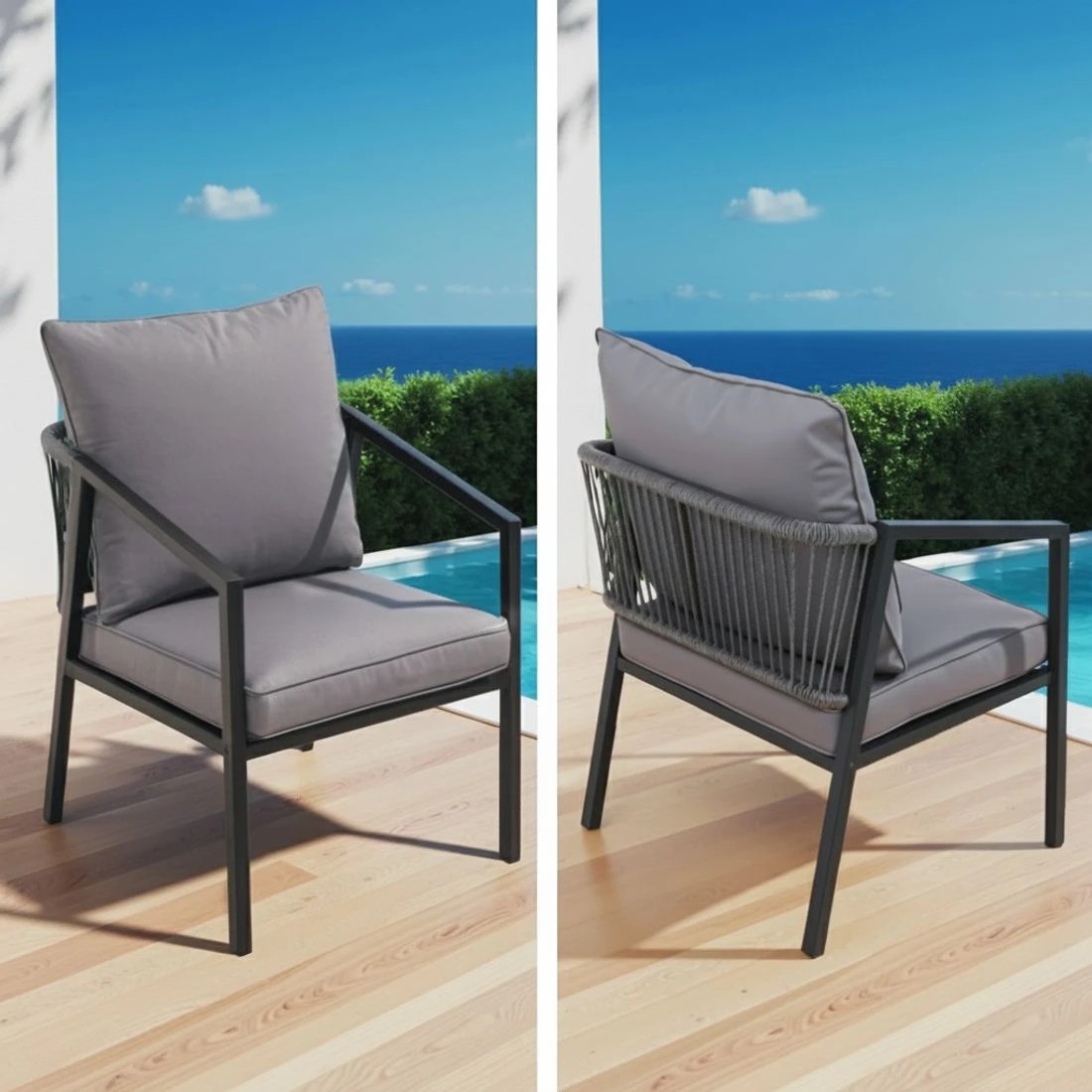 5 Gardeon 4 Seater Outdoor Sofa Set 4PCS Table Chair Setting Patio - Black, 5 of 6