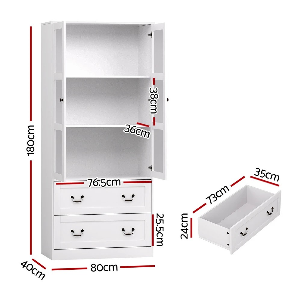 3 Artiss Buffet Sideboard 180cm Hutch Storage Cabinet Kitchen Drawer Door - White, 3 of 6