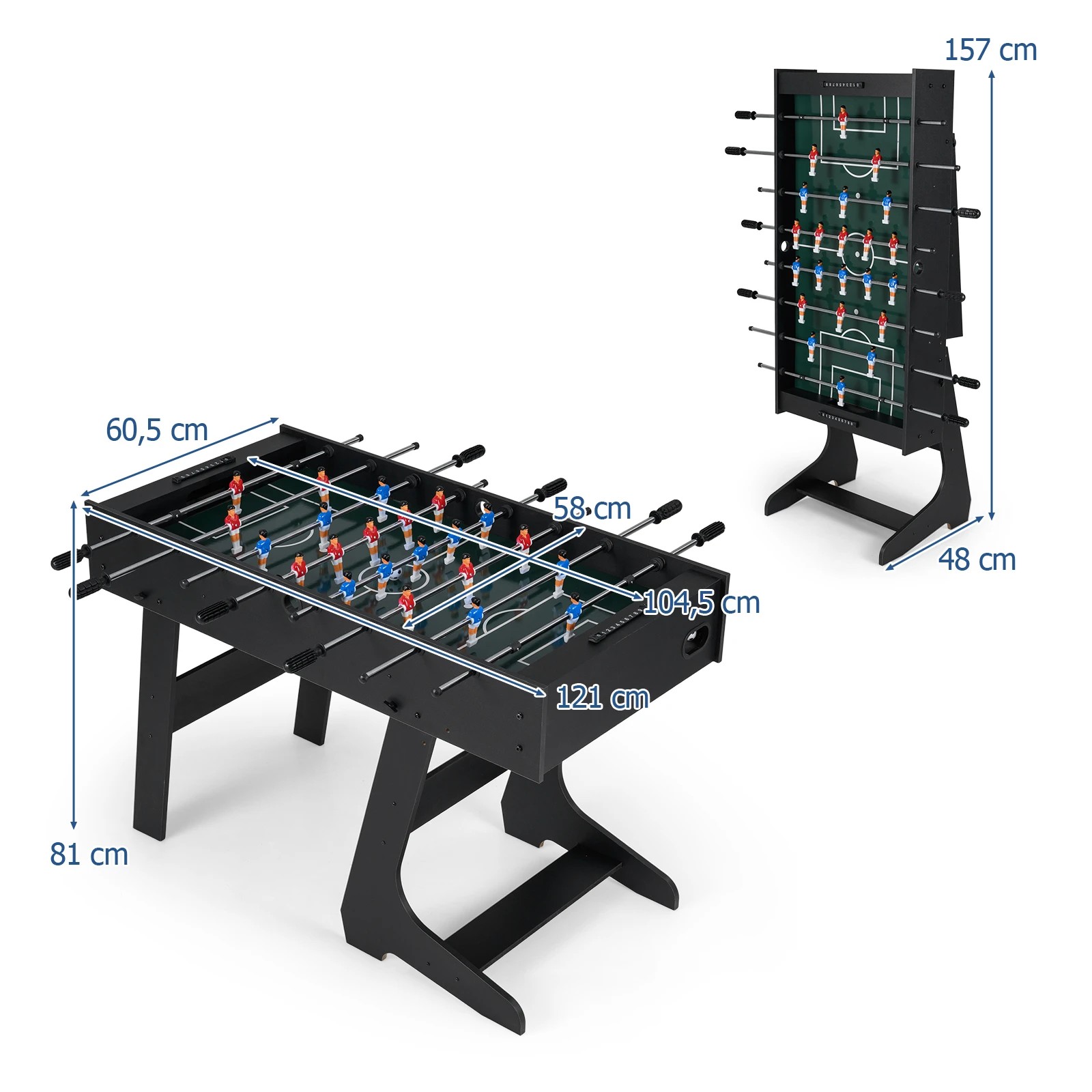 2 Costway 121cm Foldable Foosball Table Soccer Table Game 4 Players Freestanding Arcade Table Soccer - Black, 2 of 2