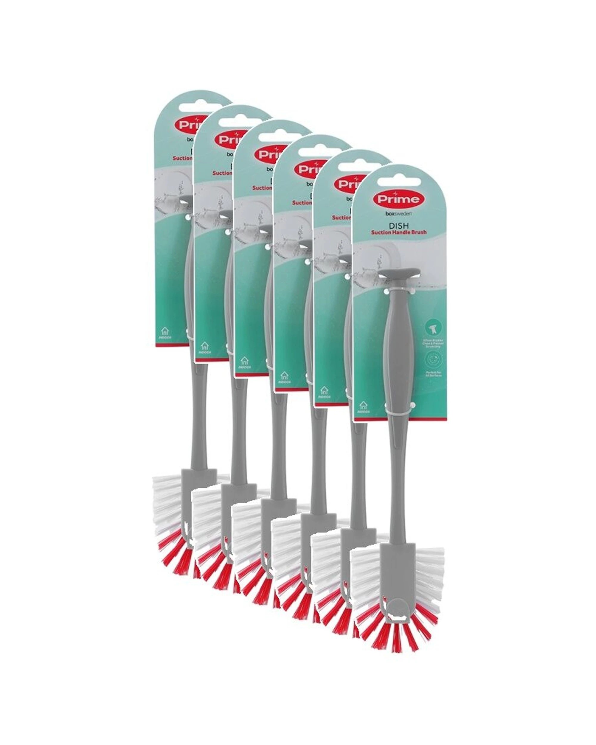 1 Boxsweden 6PK Prime Essentials Suction Handle Dish Brush for Cleaning - Multi, 1 of 8