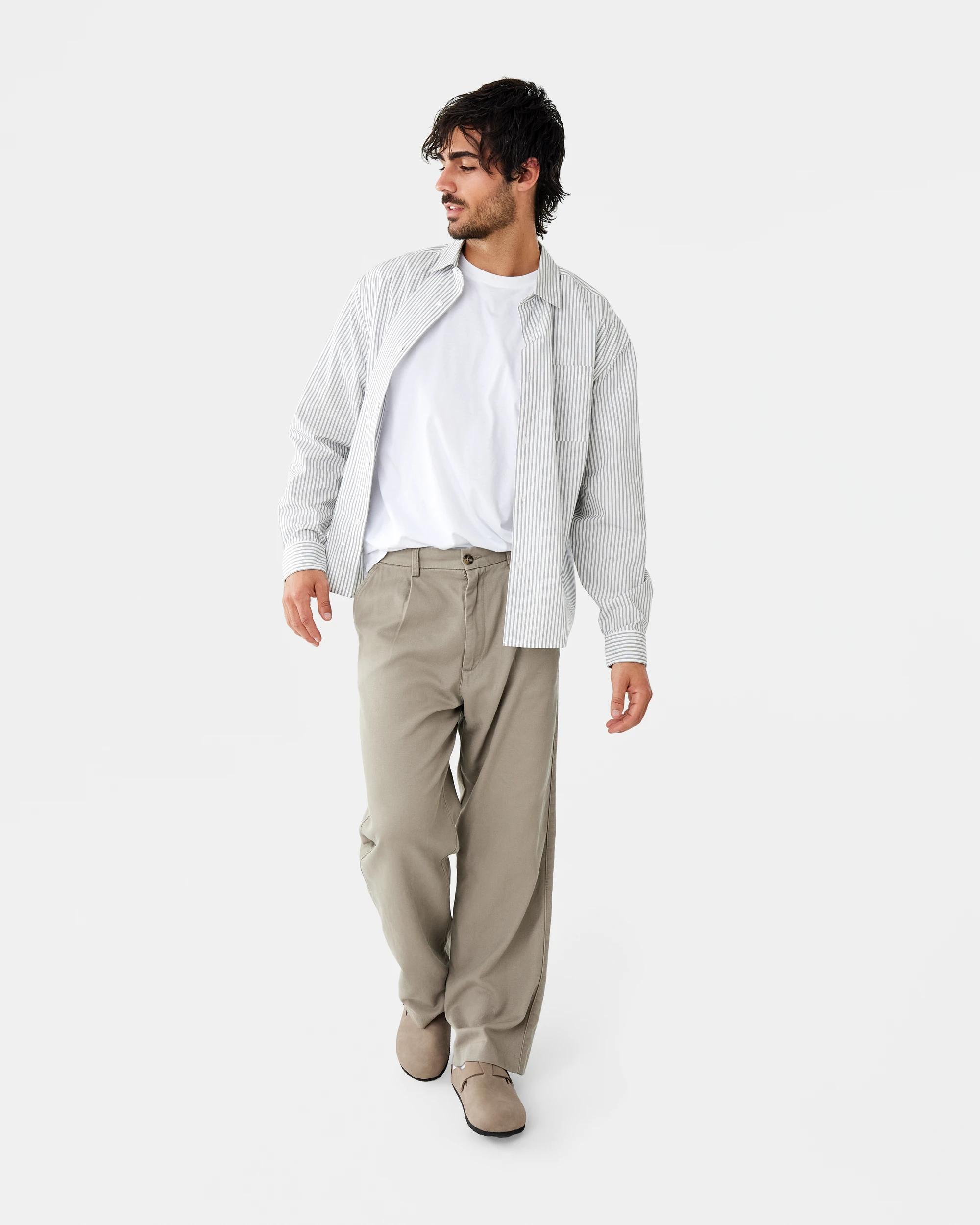 3 Long Sleeve Relaxed Poplin Shirt Wht Stripe, 3 of 9