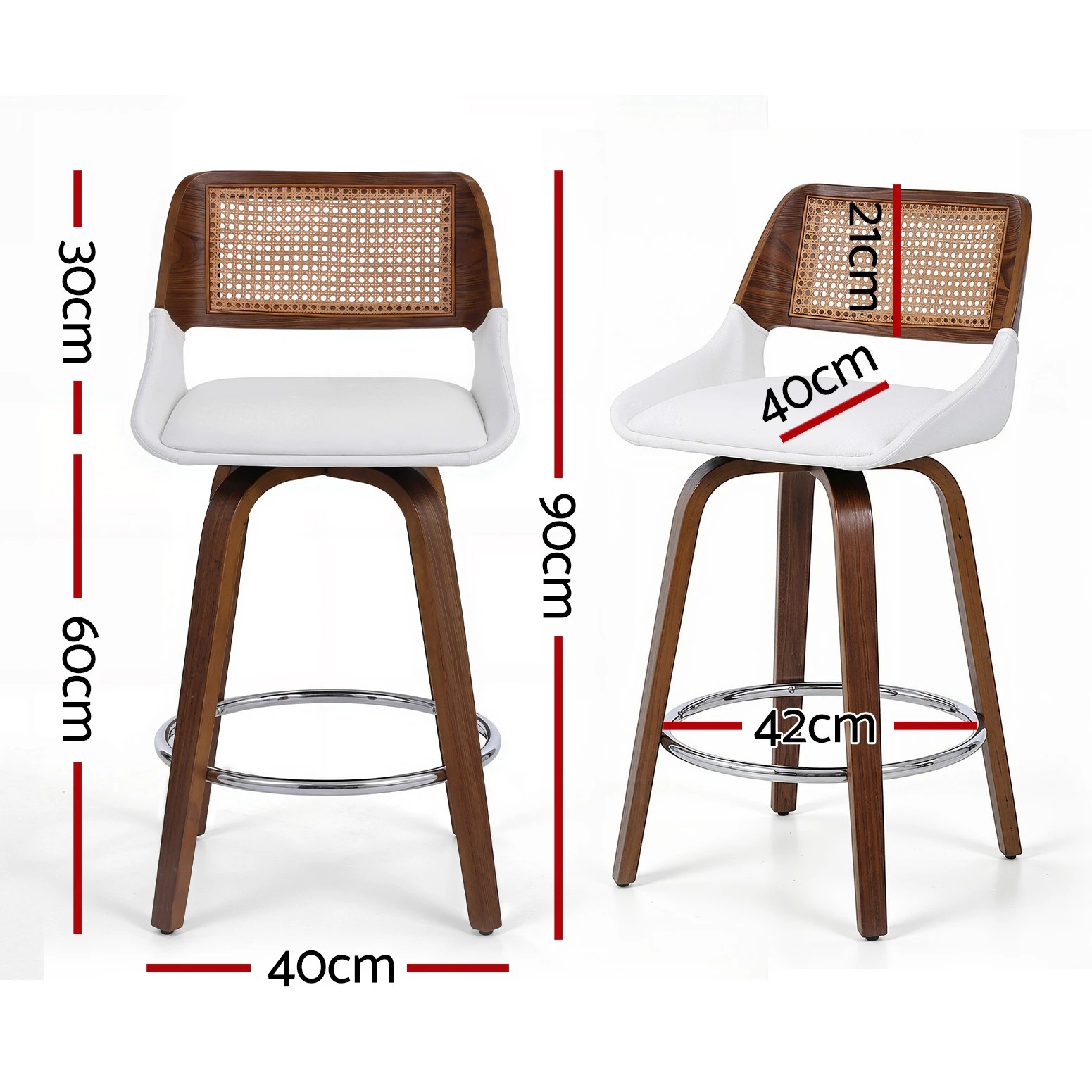 3 Artiss Wooden Bar Stools Set of 3 Swivel Kitchen Counter Stool Chair 60cm Seat - Multi, 3 of 9