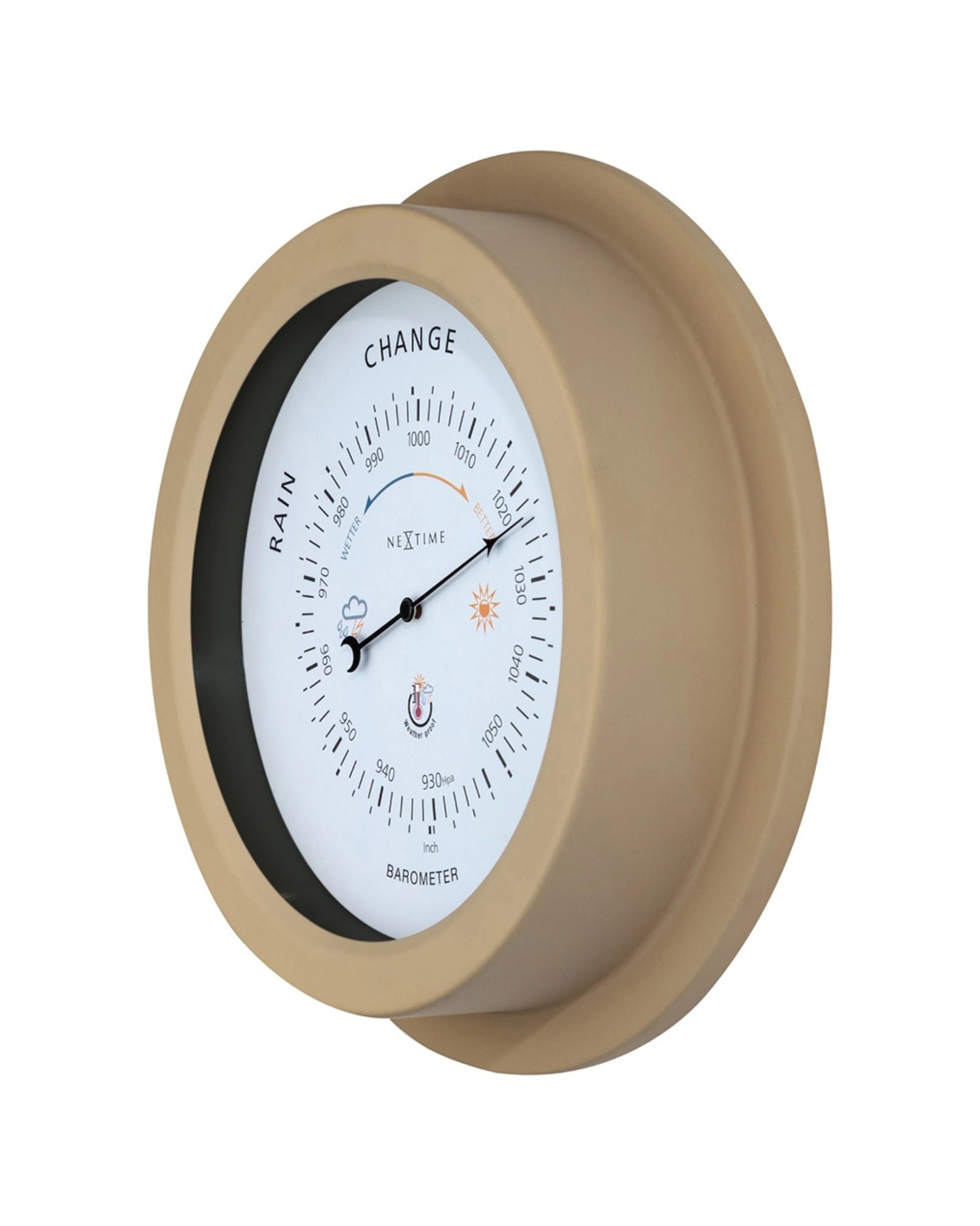 3 NexTime Outdoor Barometer Weatherproof Easy-to-Read Dial 22cm - Brown, 3 of 8