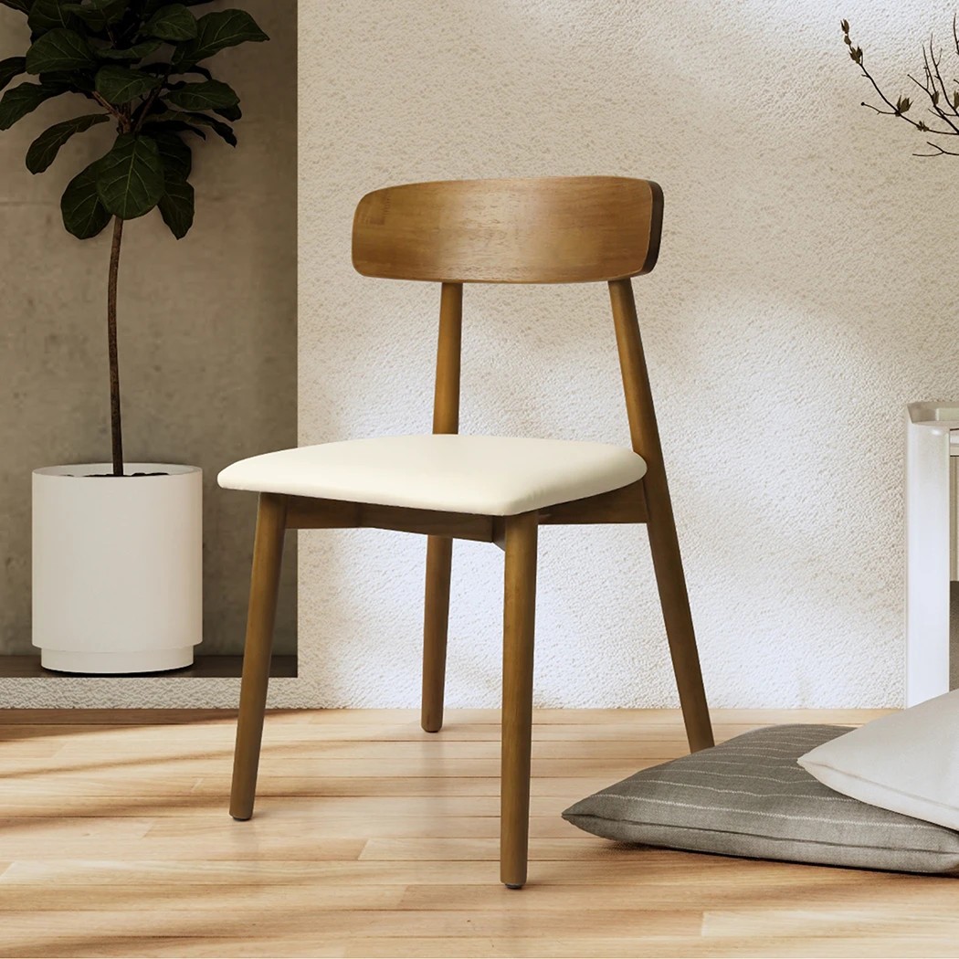 3 Levede 4pcs Dining Chairs Solid Wood in Walnut Colour, 3 of 3