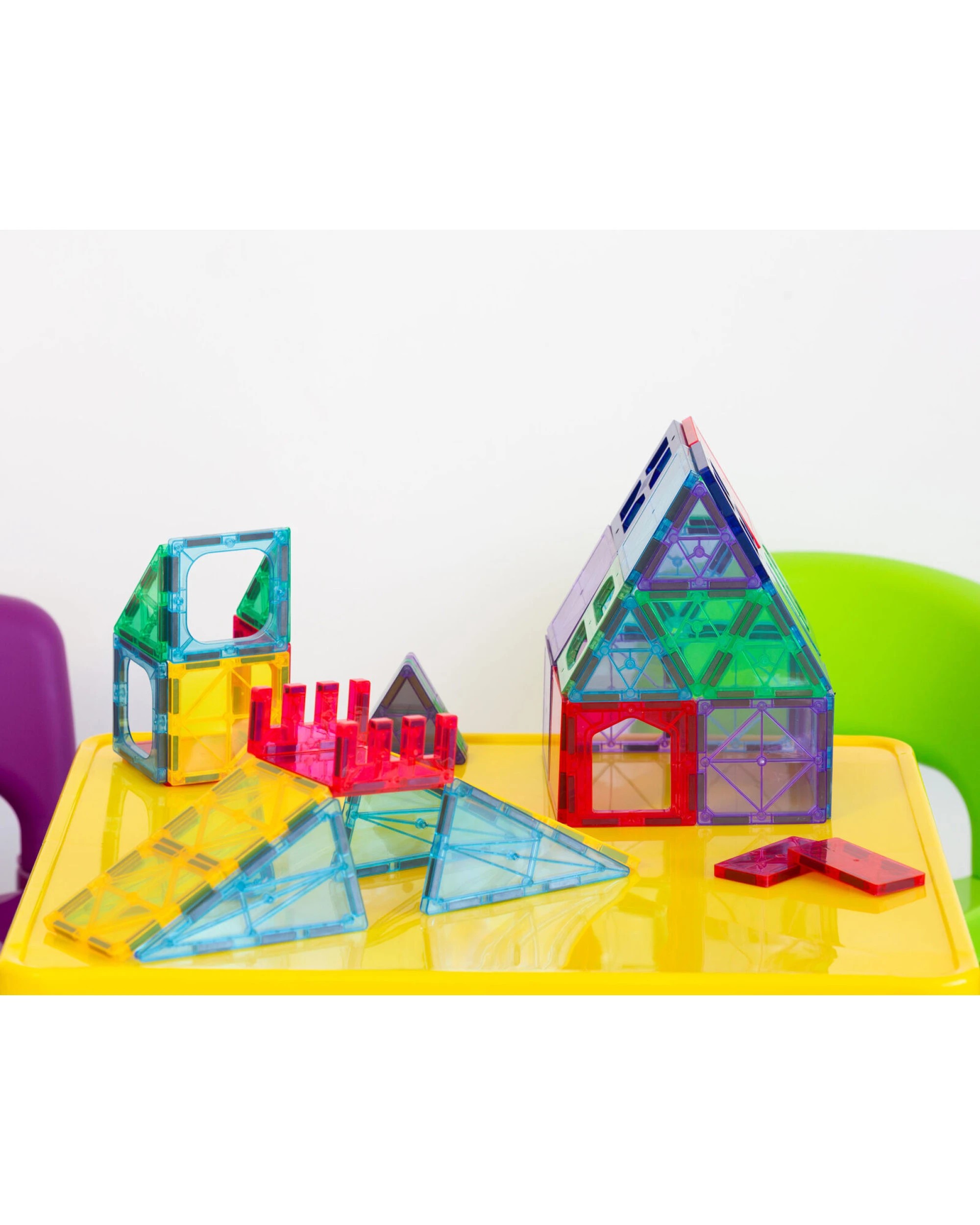 2 Gem Toys 48 Pcs non-toxic STEM Educational, Durable Magnetic Tiles/Puzzle with Storage Bag, 2 of 7