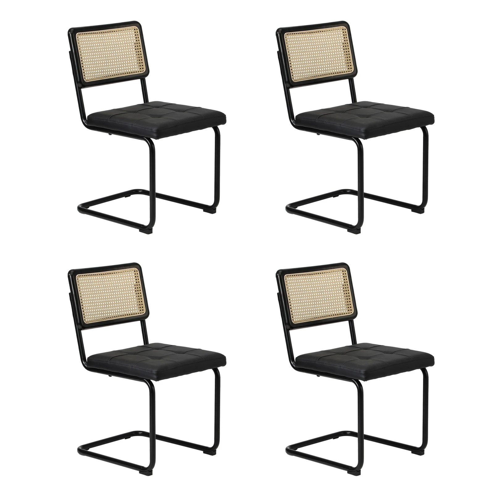 8 Oikiture 90cm Round Dining Table with 4PCS Dining Chairs PU Leather - Black, 8 of 9