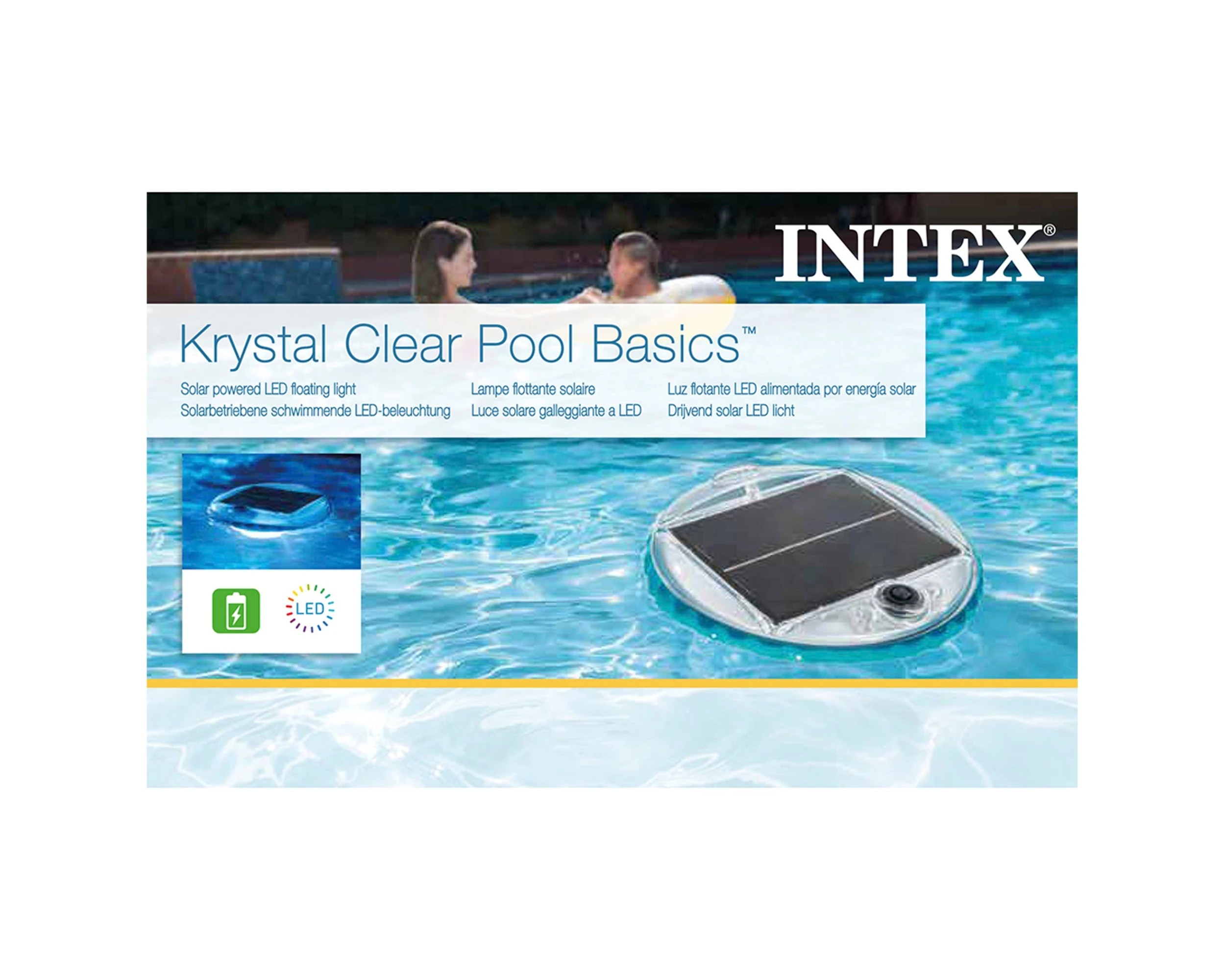 5 INTEX Solar Powered LED Floating Light For Above Ground Pool Auto On-Off - Blue, 5 of 5