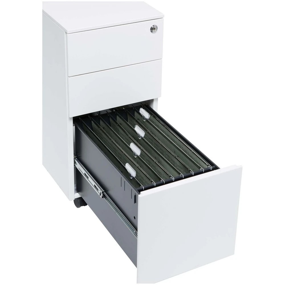 4 Stilford Pro Slim Filing Pedestal AFRDI White Cabinets Pedestals, 4 of 5