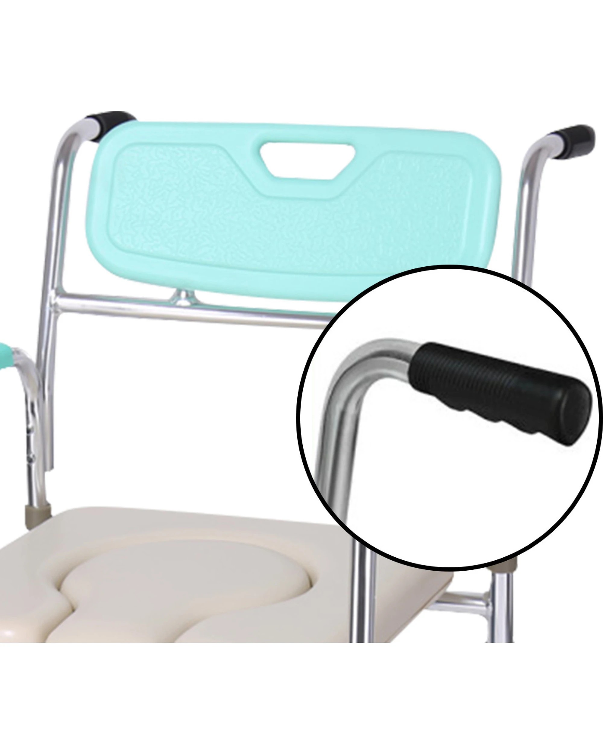 4 Orthonica Commode Chair With Castors Bathroom Aid Bath Tub Stool Seat - Blue, 4 of 6