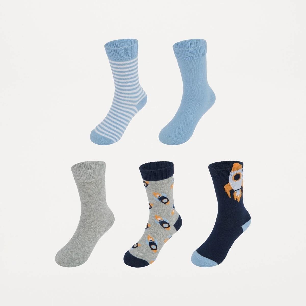 1 5 Pack Crew Socks Blu Rocket, 1 of 3