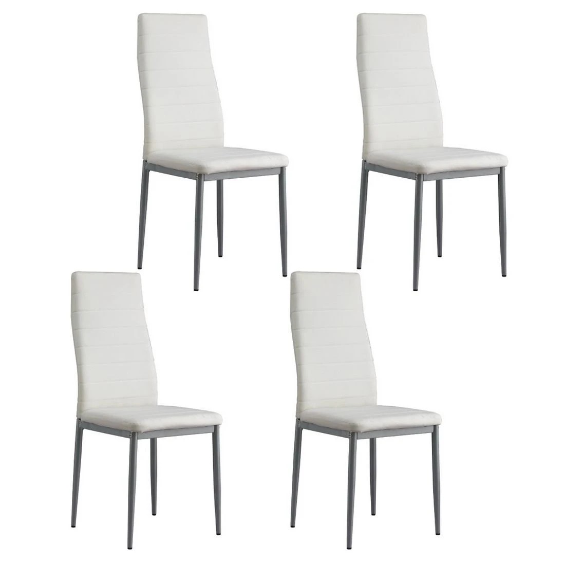 1 Artiss Dining Chairs Set of 4 Leather Channel Tufted - White, 1 of 7