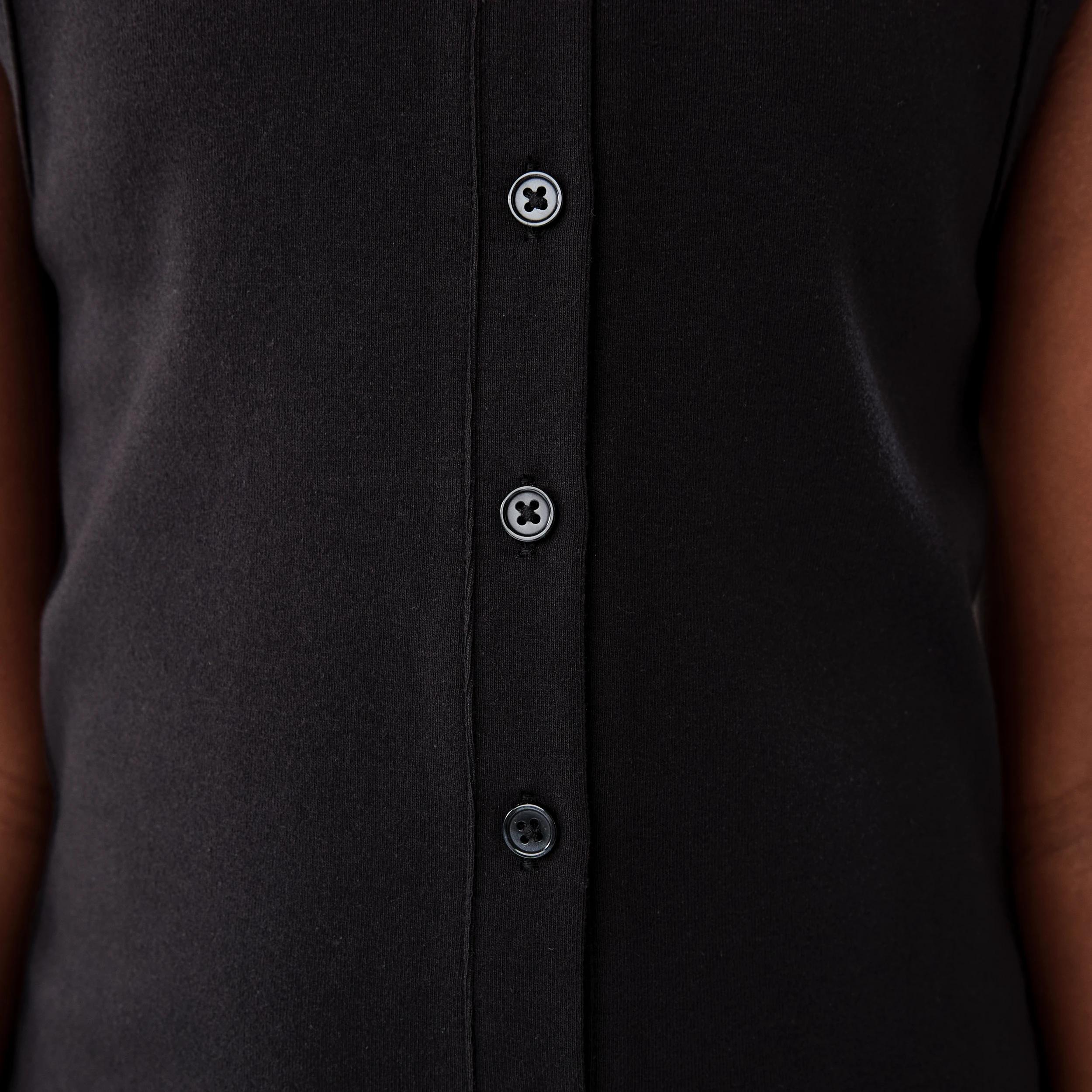 5 Button Through Rib Tank Black, 5 of 7