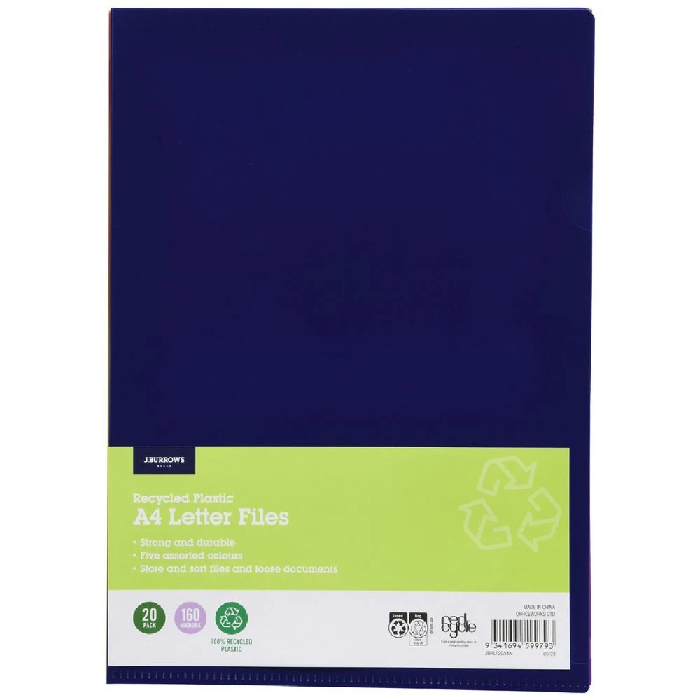 1 J.Burrows A4 Letter File Assorted 20 Pack, 1 of 3