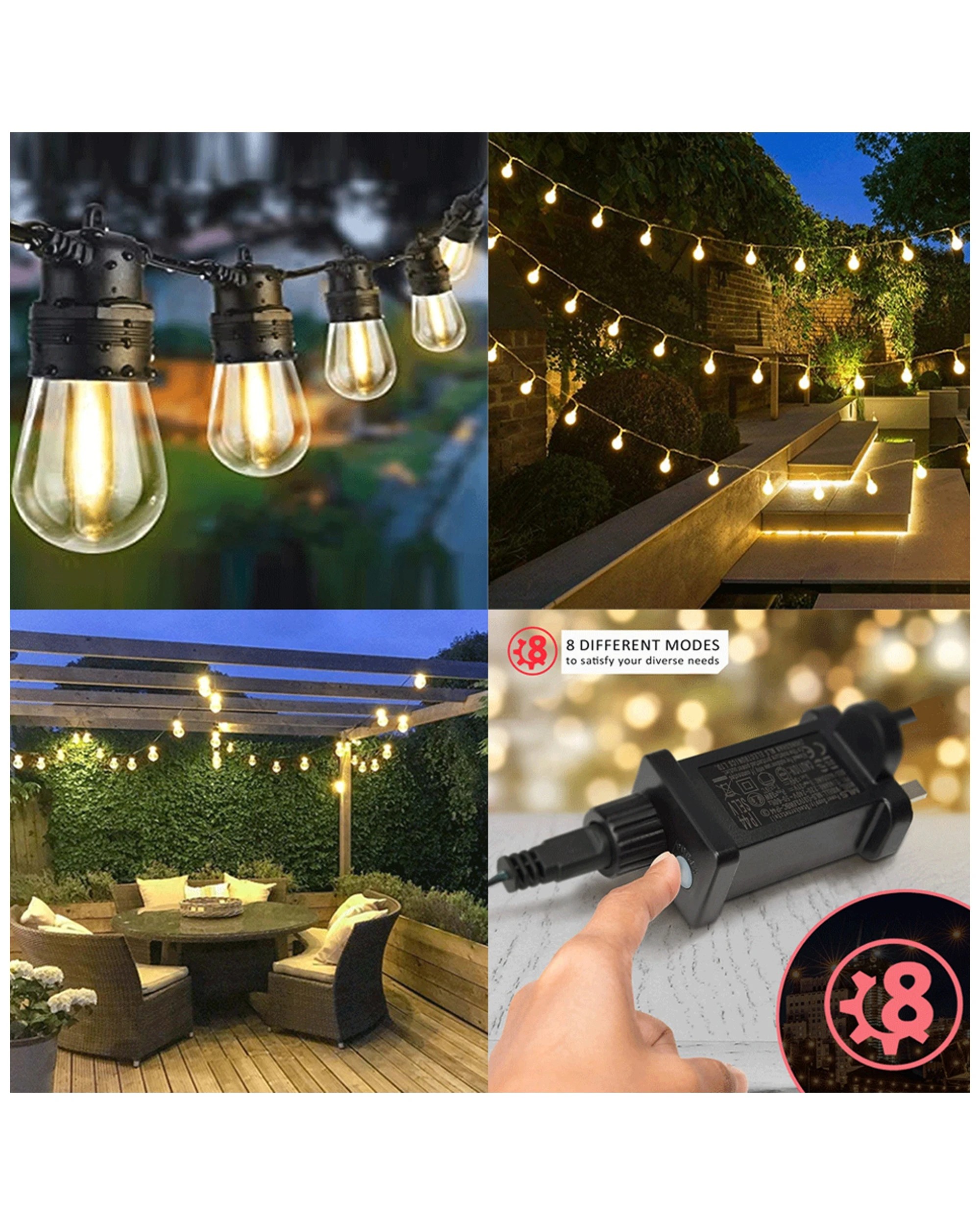 3 Sansai 20 Bulb Led 9w Festoon Warm White Outdoor Décor Festive String Lights 23m
 - White, 3 of 3