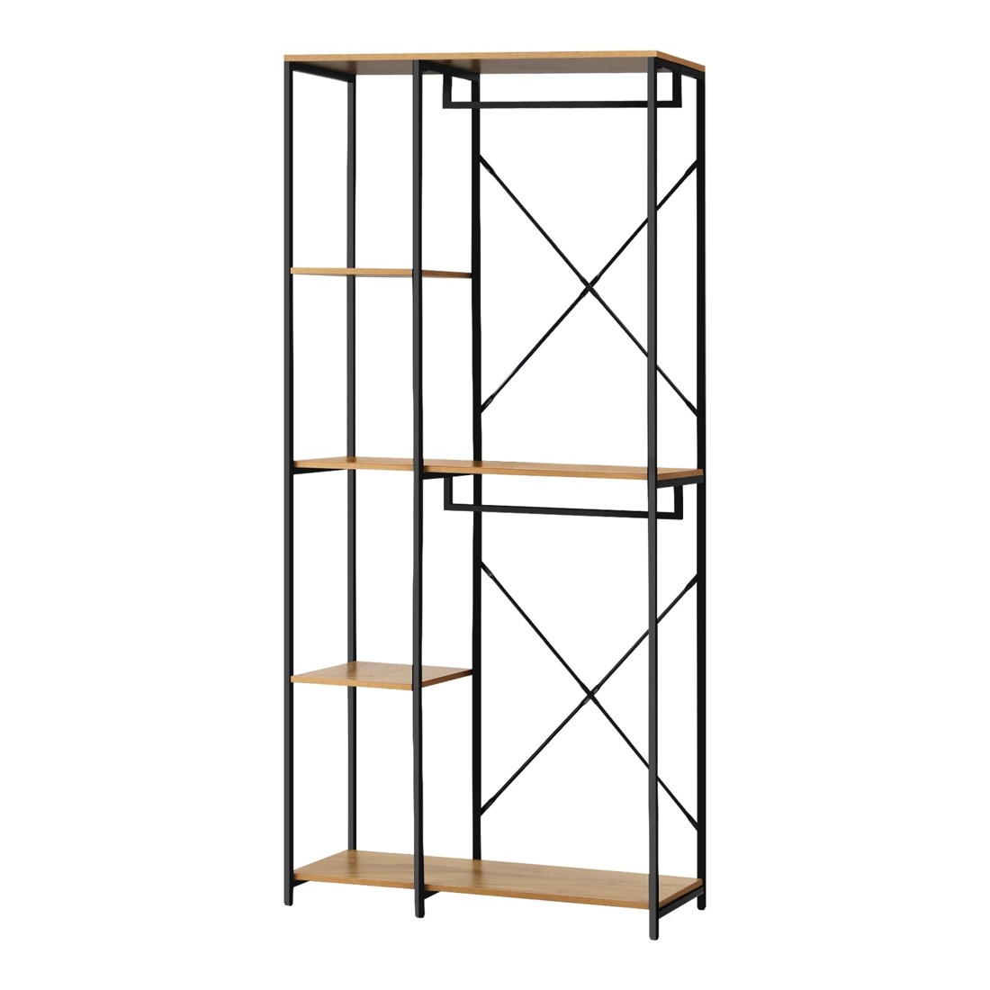 1 Oikiture Clothes Rack Large Open Wardrobe Garment Coat Hanging Rail 5 Shelves
 - Multi, 1 of 10