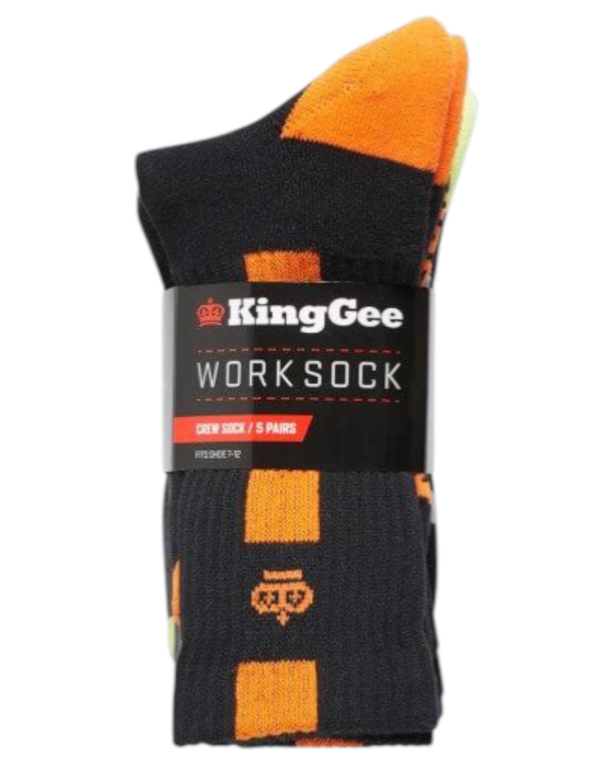7 KingGee 5 Pairs Work Socks Multi-Colour Crew MULTI, 7 of 7