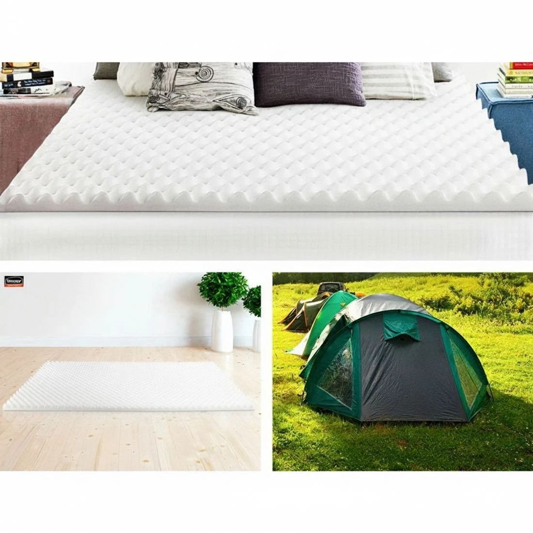 7 Giselle Bedding Memory Foam Mattress Topper Egg Crate 5cm Queen Comfort Support Breathable Pressure Relief - White, 7 of 7