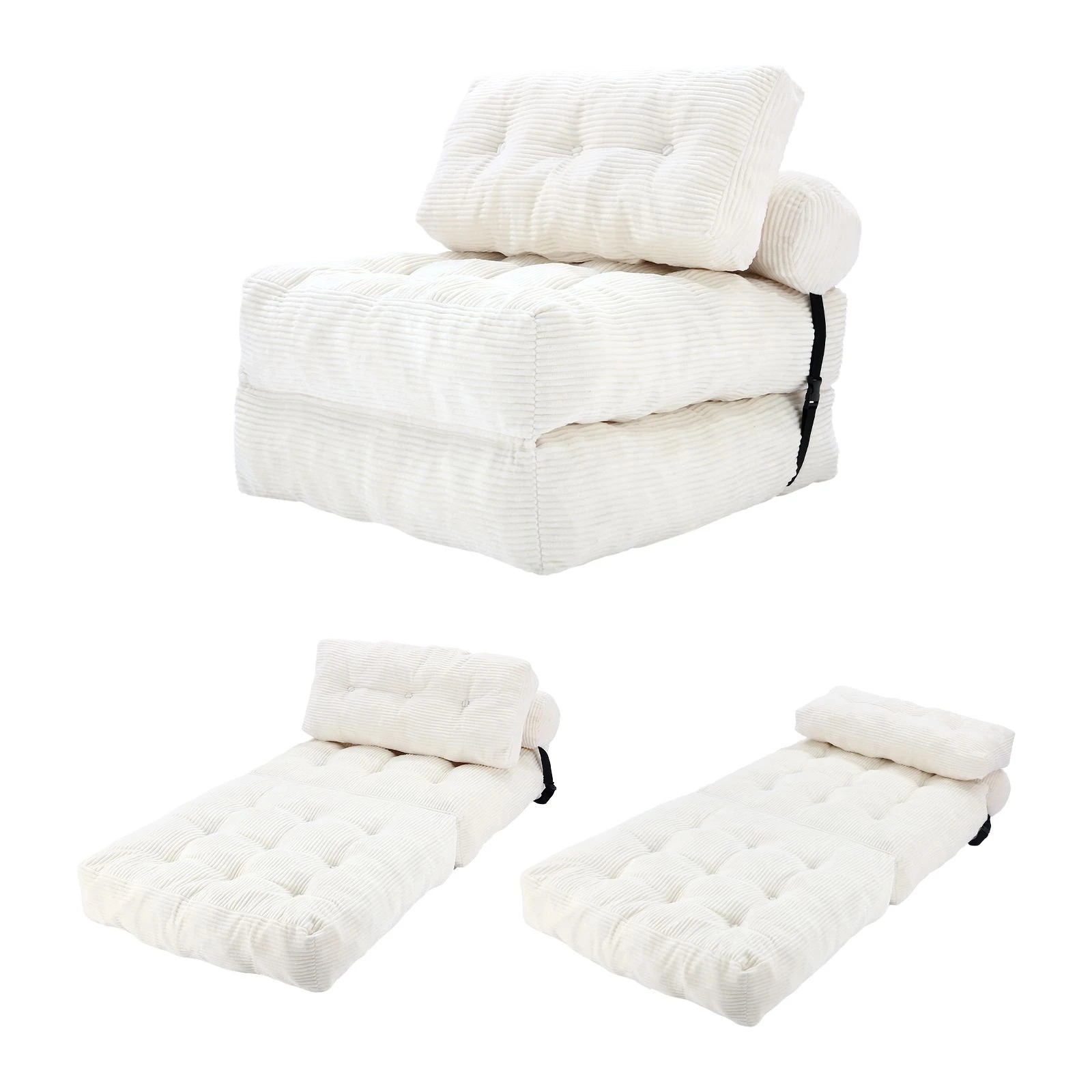 2 Luxsuite 3 in 1 Corduroy Foldable Sofa Bed Convertible Lounge Chair Portable, 2 of 7