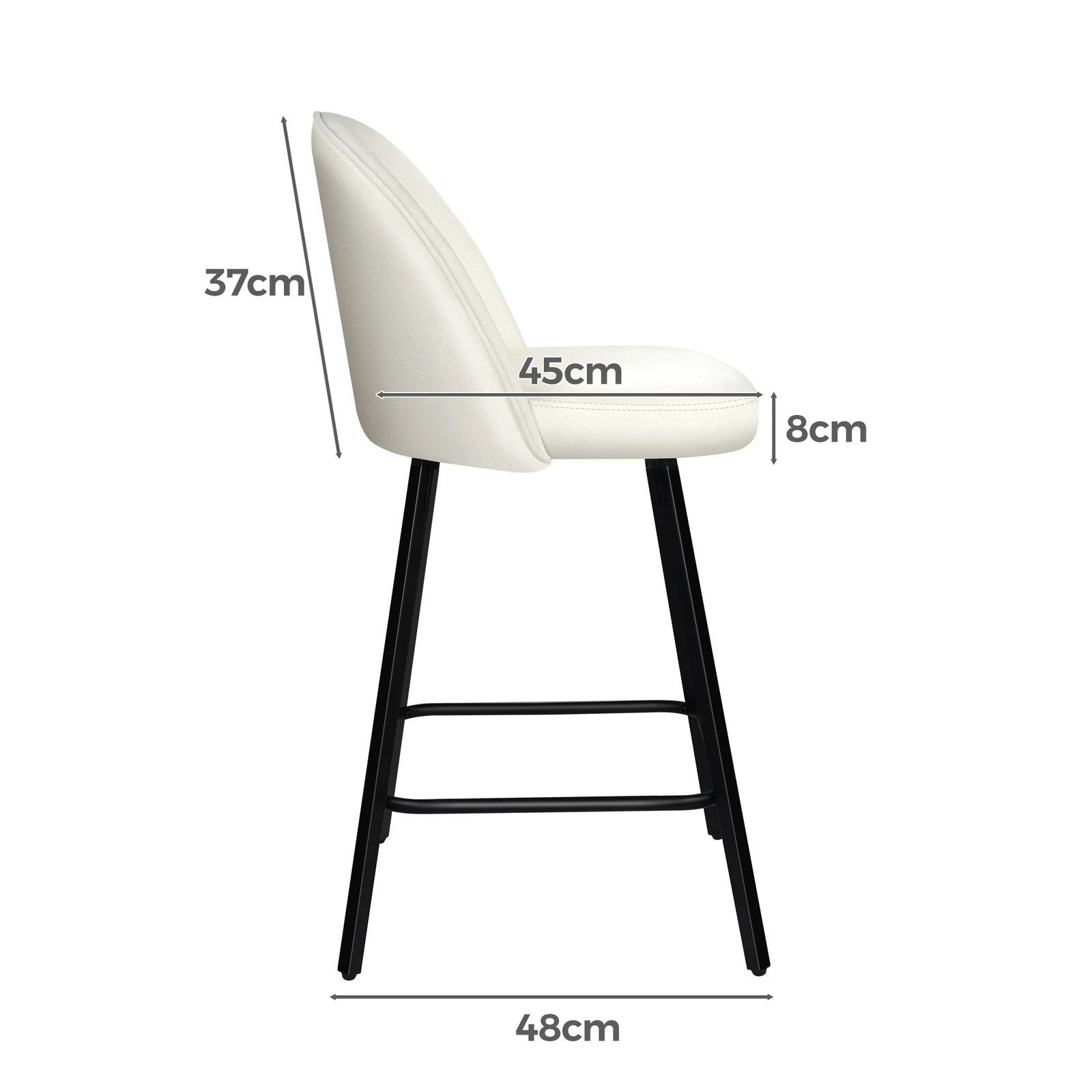 3 Alfordson 4x Bar Stools Velvet Chair - White, 3 of 9