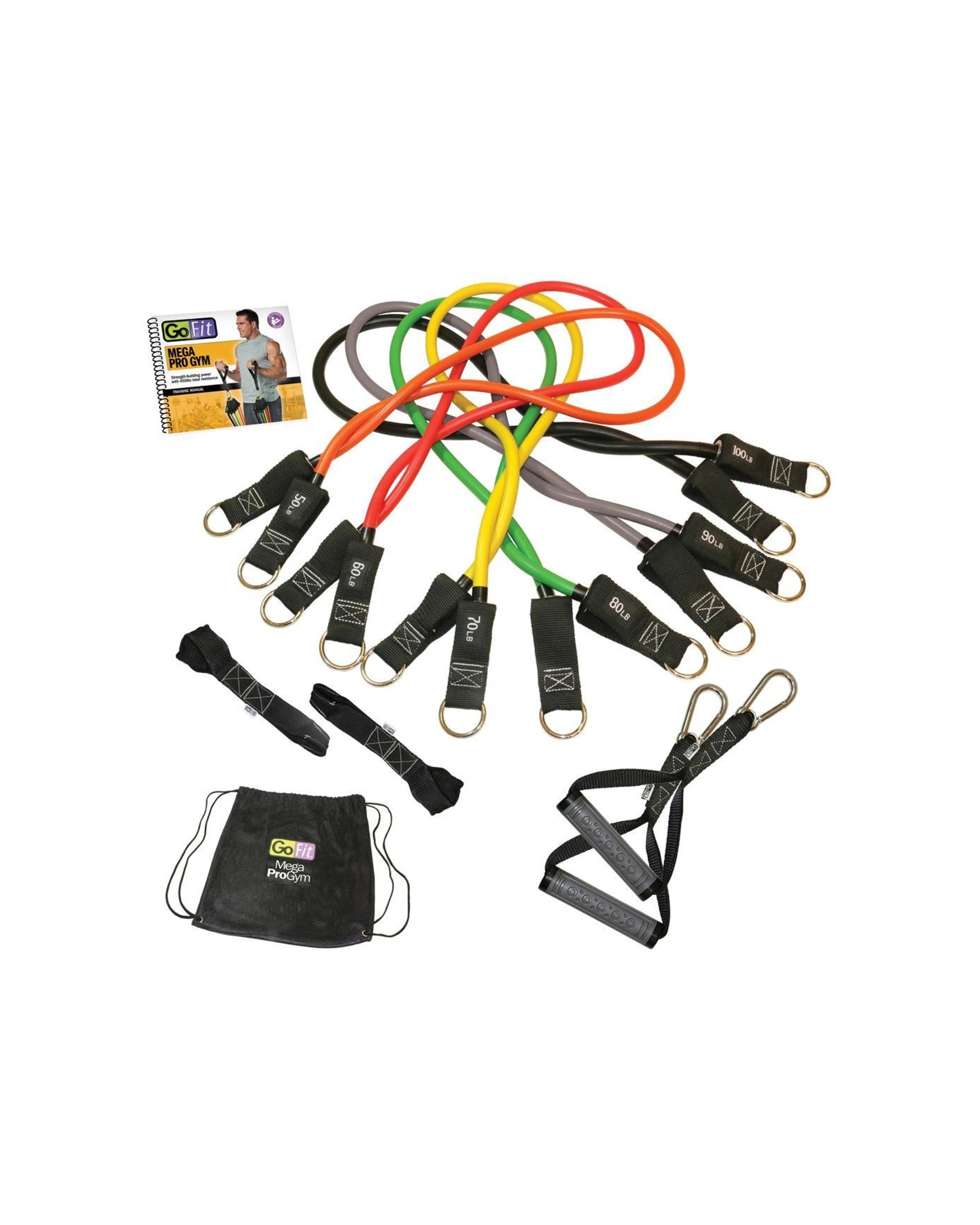 1 GoFit Mega Pro Gym Strength Training Set 450lb Portable Resistance 6 Tubes - Black, 1 of 2