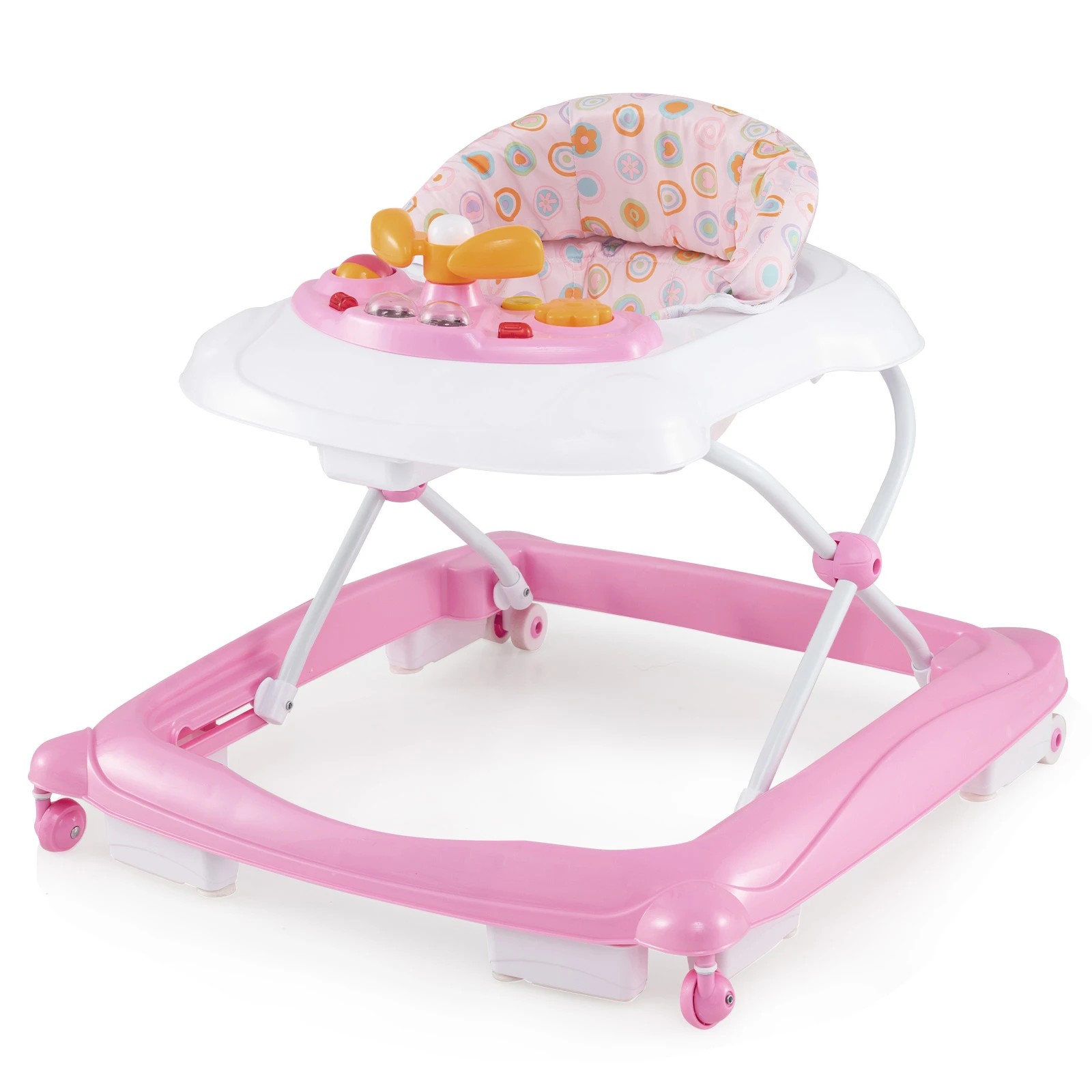 1 Costway Foldable Ride on Car Adjustable Push Walker - Pink, 1 of 1