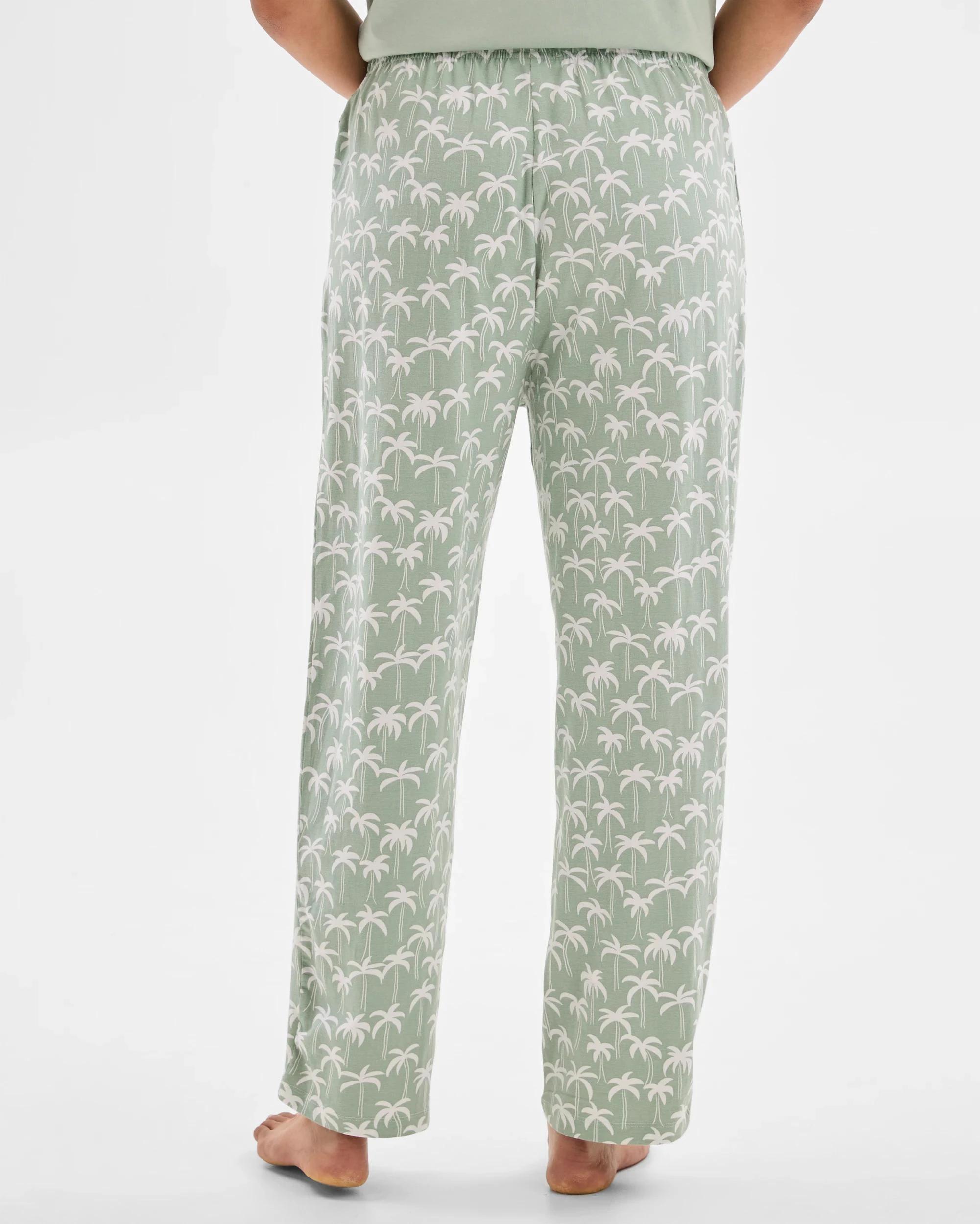 4 Target Woman Womens Australian Cotton Jersey 7/8 Length Sleep Pyjama Pants PALM, 4 of 6