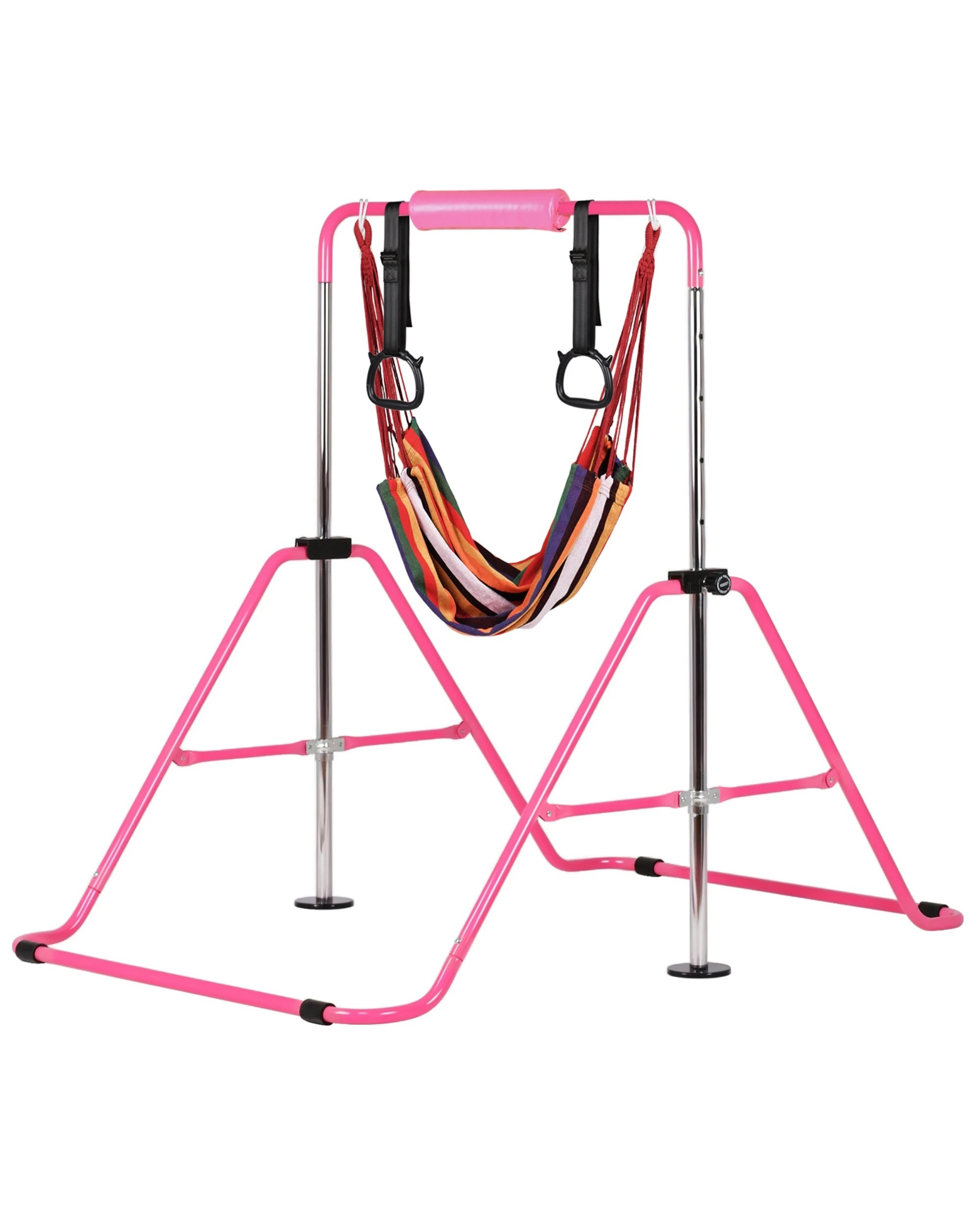 1 Advwin Adjustable Height Gymnastics Bar with Mat & Rings & Swing Pink, 1 of 5