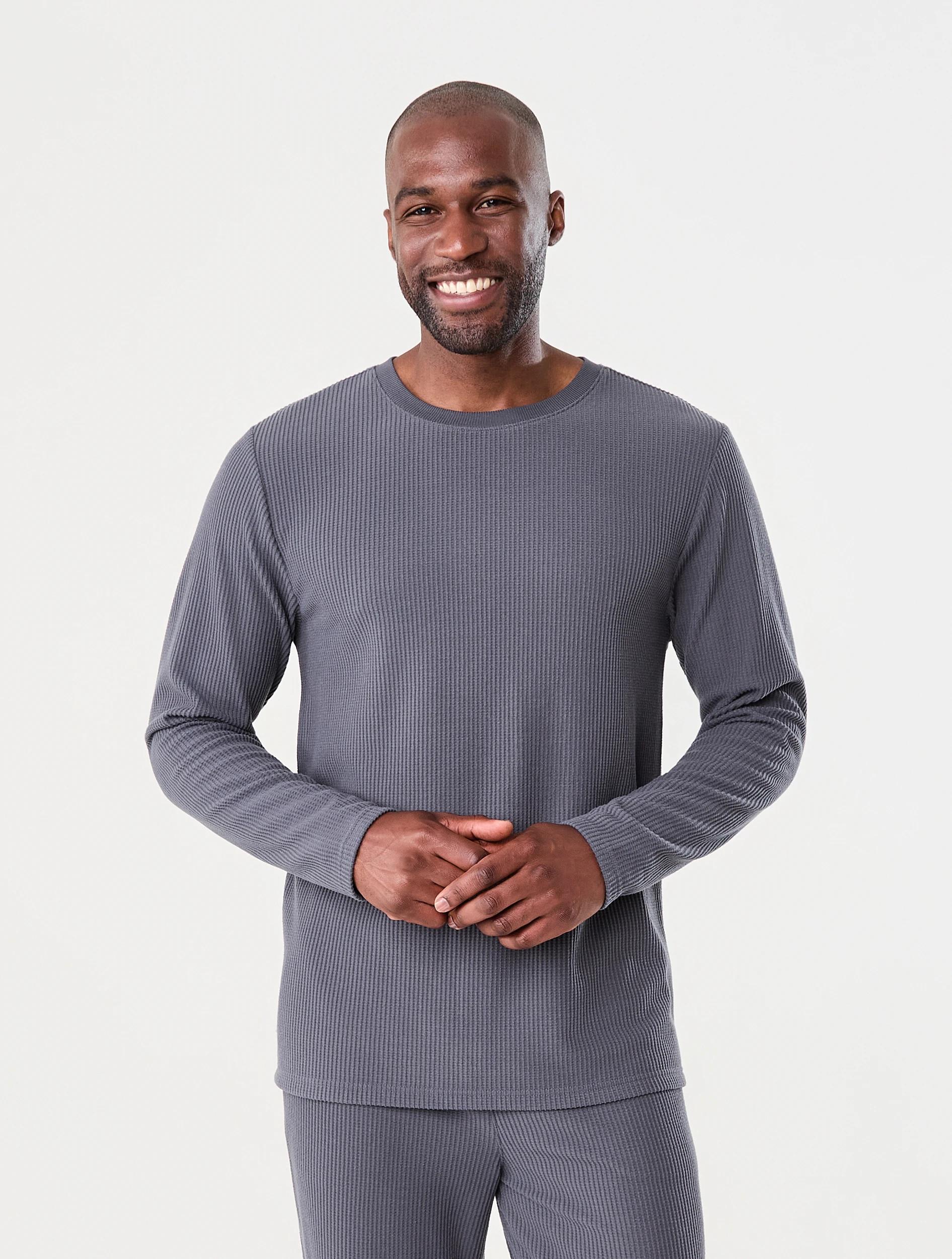 1 Long Sleeve Waffle Top Blu Ombre, 1 of 7