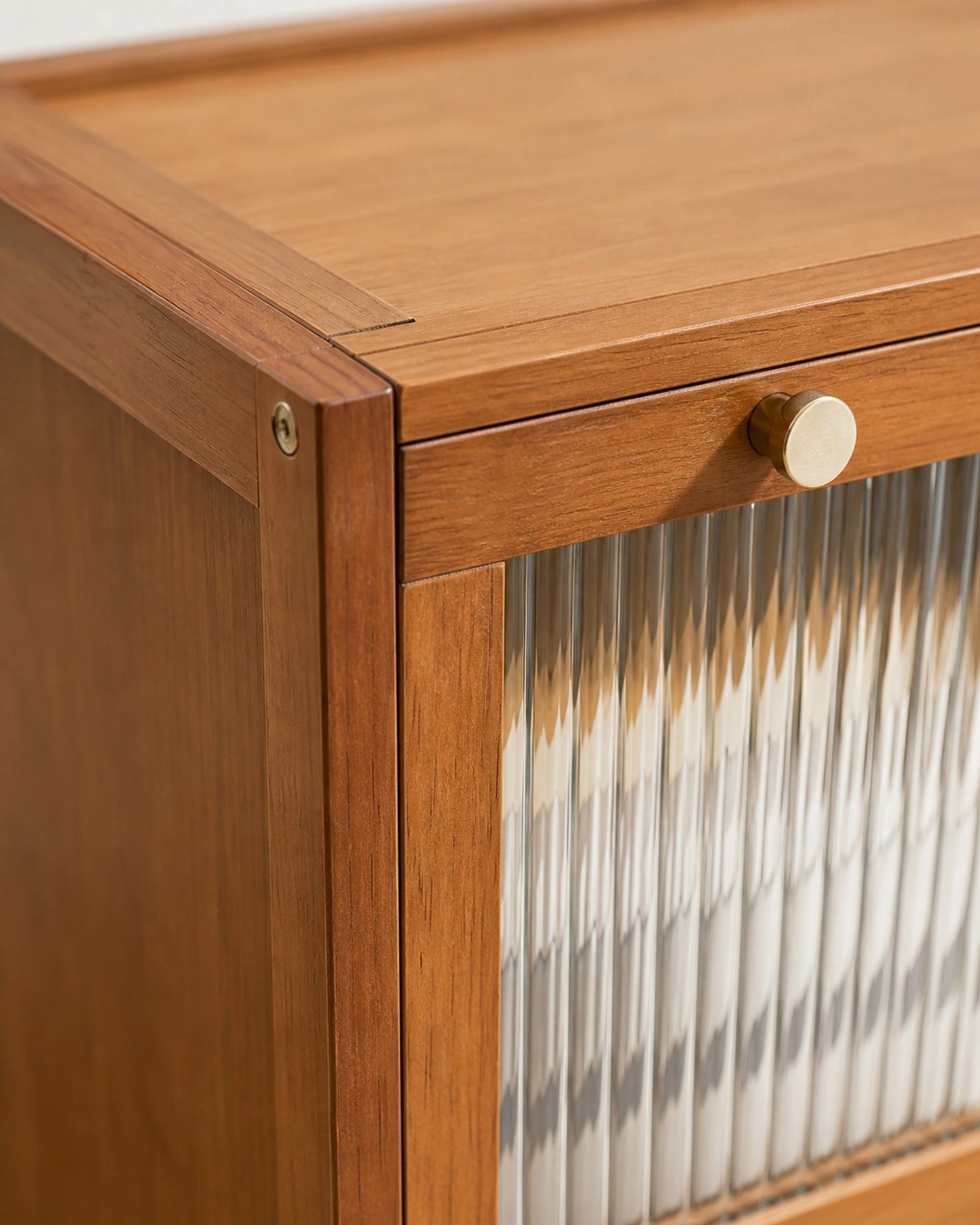 8 Foret Stackable Shoe Box Storage Cabinet Fluted Door 50cm Brown, 8 of 8