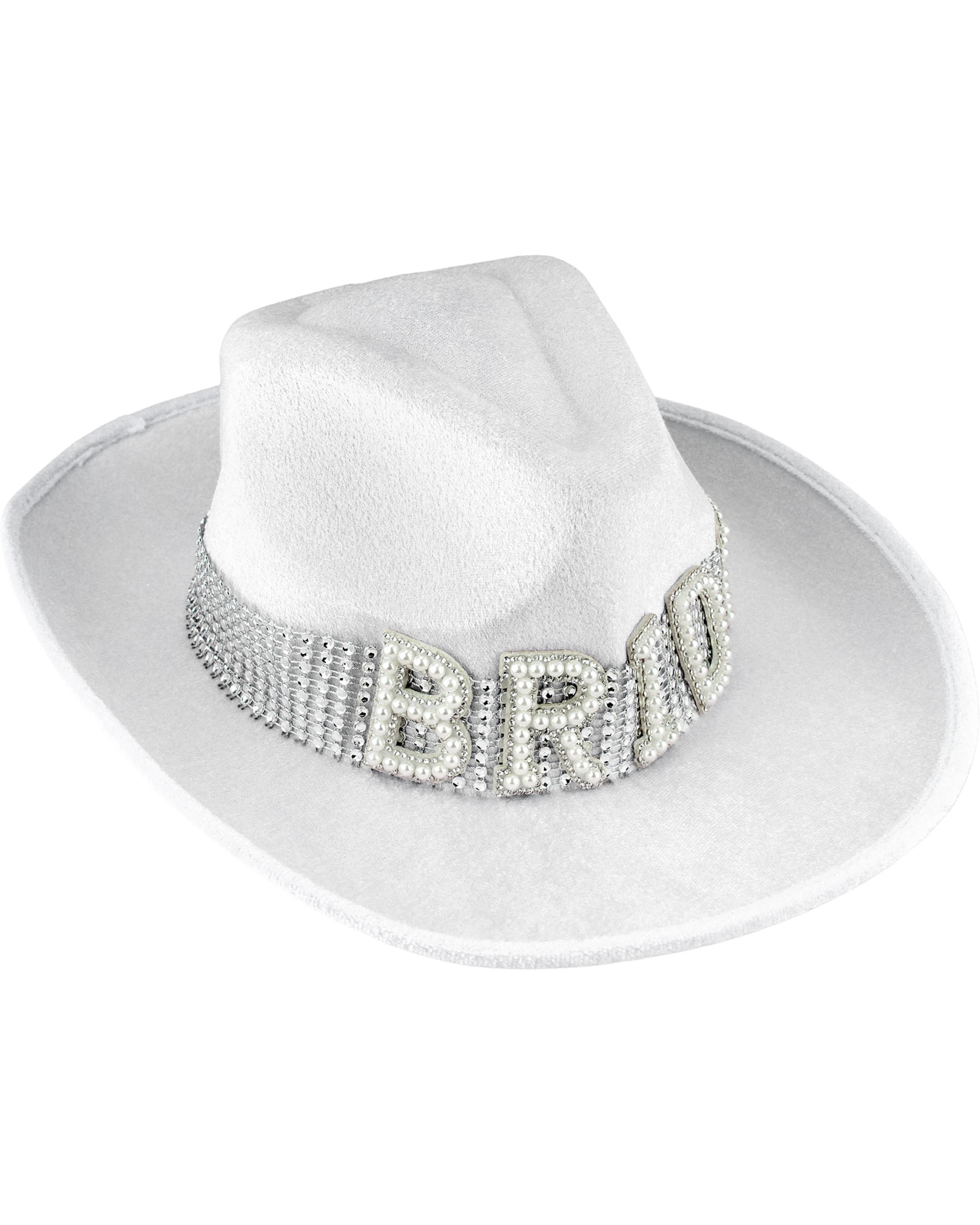 1 Partyrama White Bride to Be Rhinestone Jewelled Cowboy Hat - White, 1 of 2