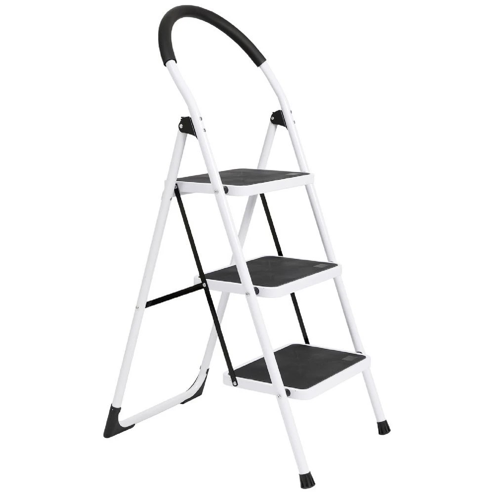 1 J.Burrows 120kg 3 Step Ladder White, 1 of 7
