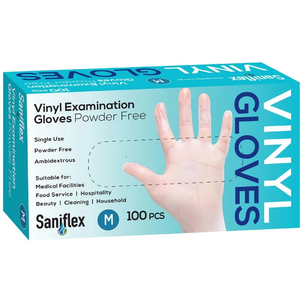 1 Disposable Vinyl Powder Free Glove Medium 100 Pack Clear, 1 of 1