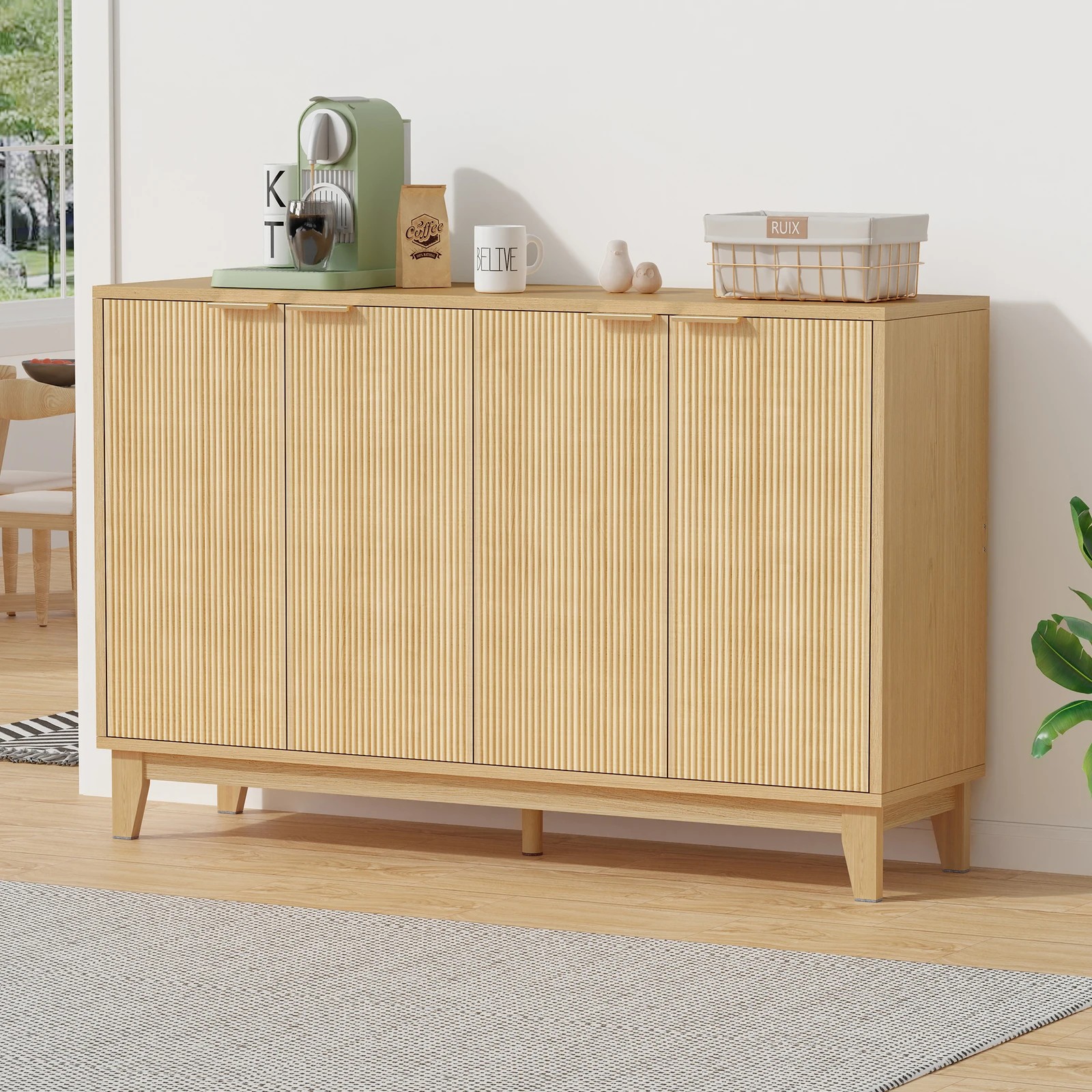 2 Alfordson Buffet Sideboard Cupboard Storage Cabinet Kitchene - Oak, 2 of 10