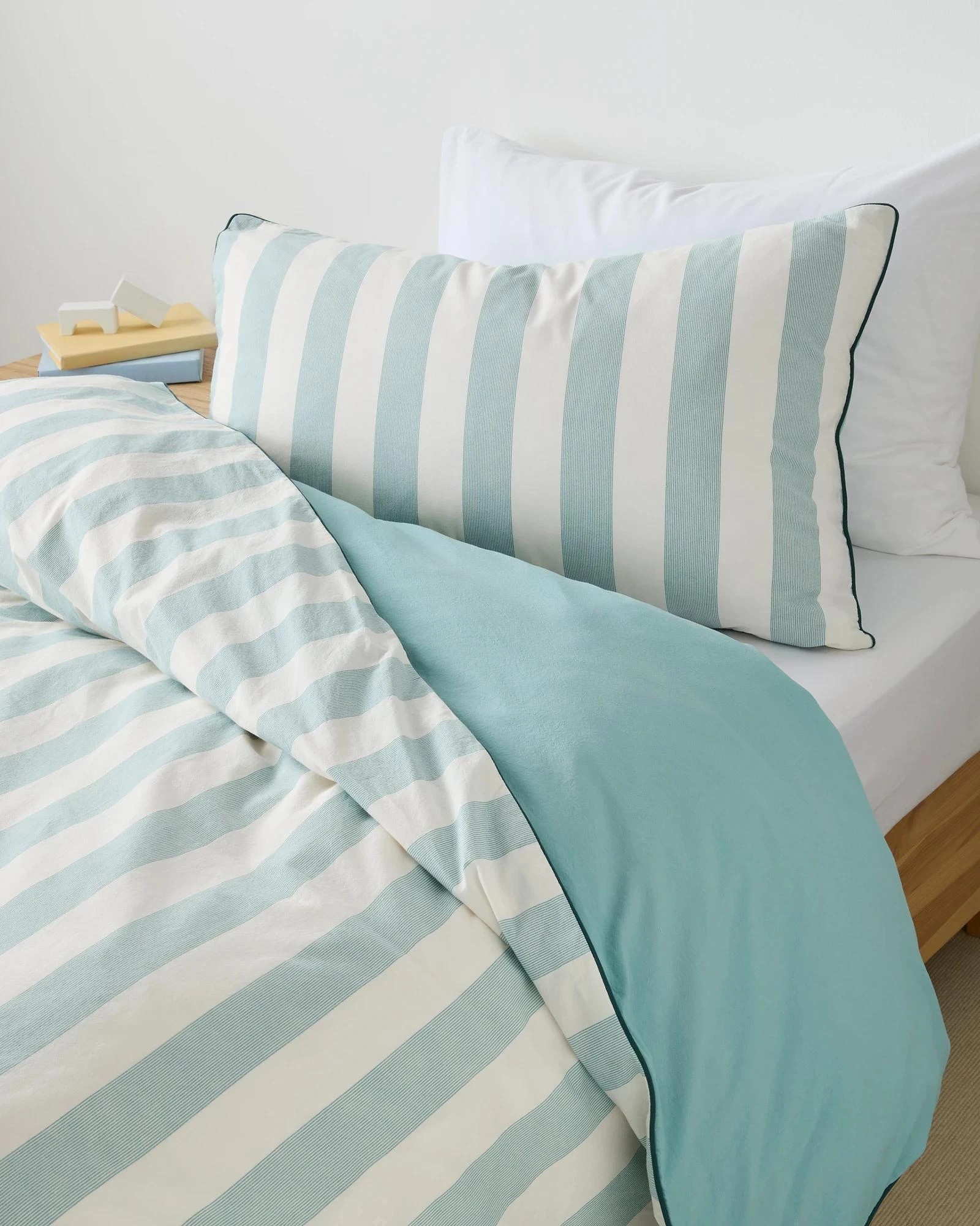 3 Arlo Stonewash Stripe Kids Quilt Cover Set - Queen Bed - Blue, 3 of 6