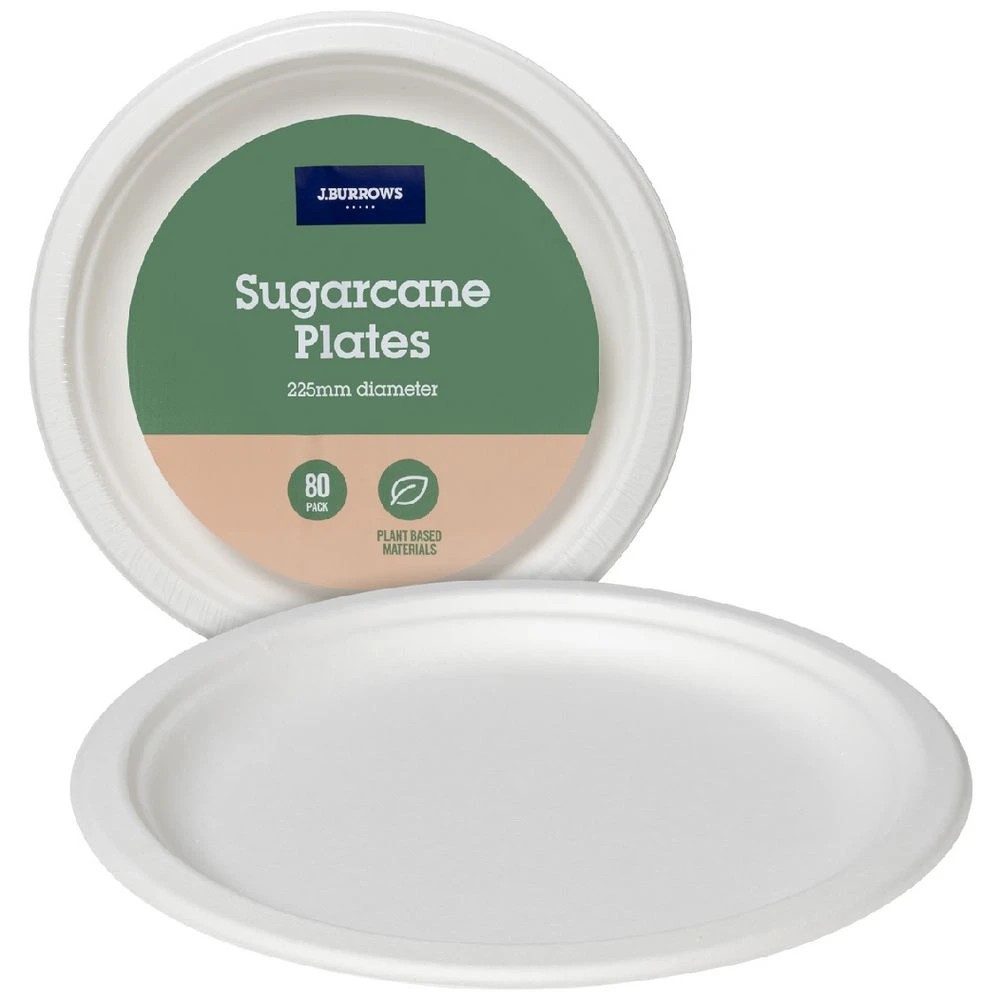 1 J.Burrows Sugarcane Plates 225mm 80 Pack, 1 of 6