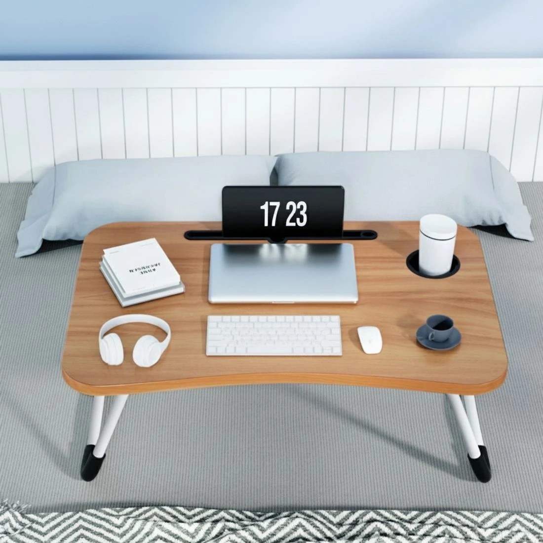 3 Laptop Desk Table Foldable Stand Lap Tray Sofa Bed Portable Adjustable Desks - Natural, 3 of 5