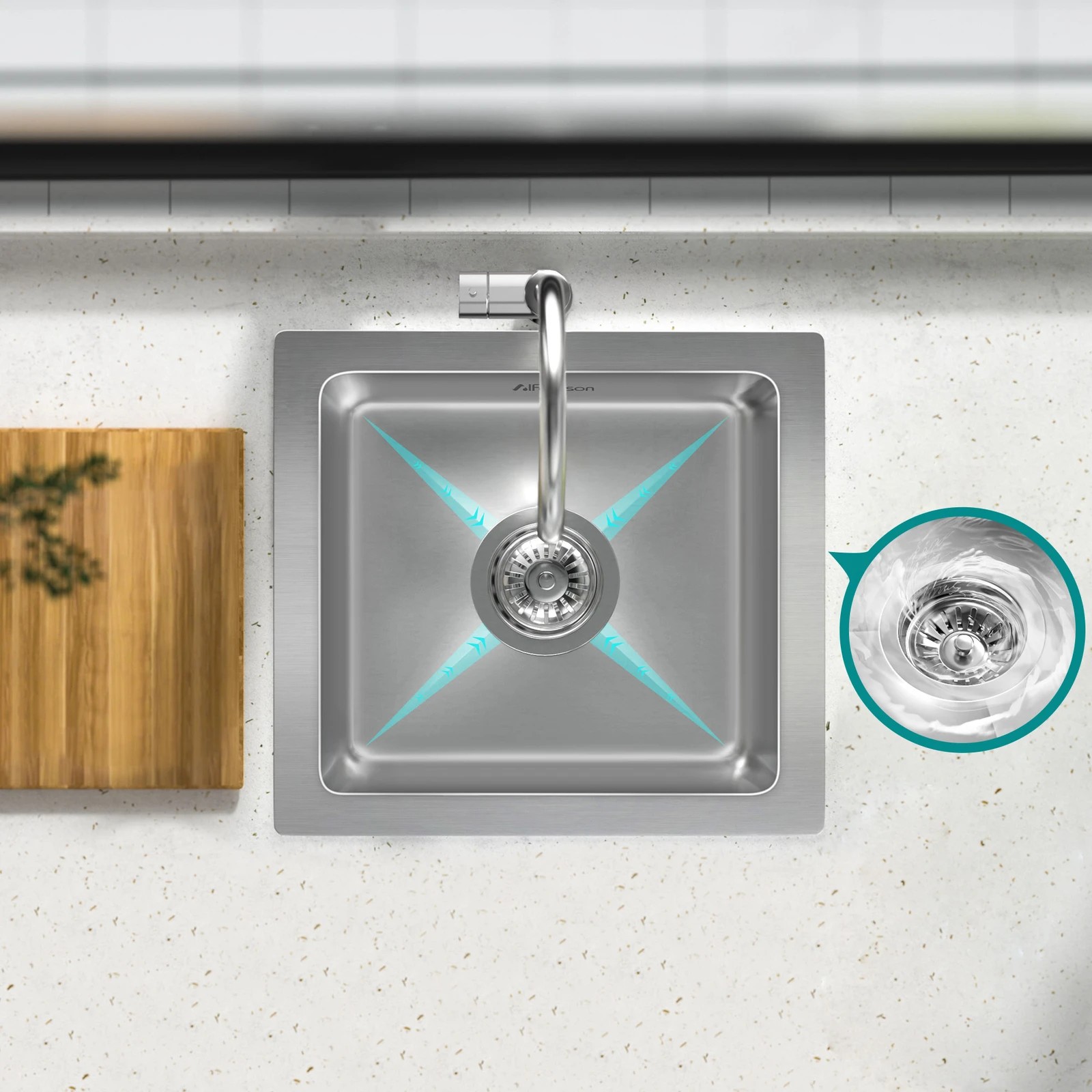 4 Alfordson Kitchen Sink 34x31cm Stainless Steel Basin Single Bowl - Silver, 4 of 8