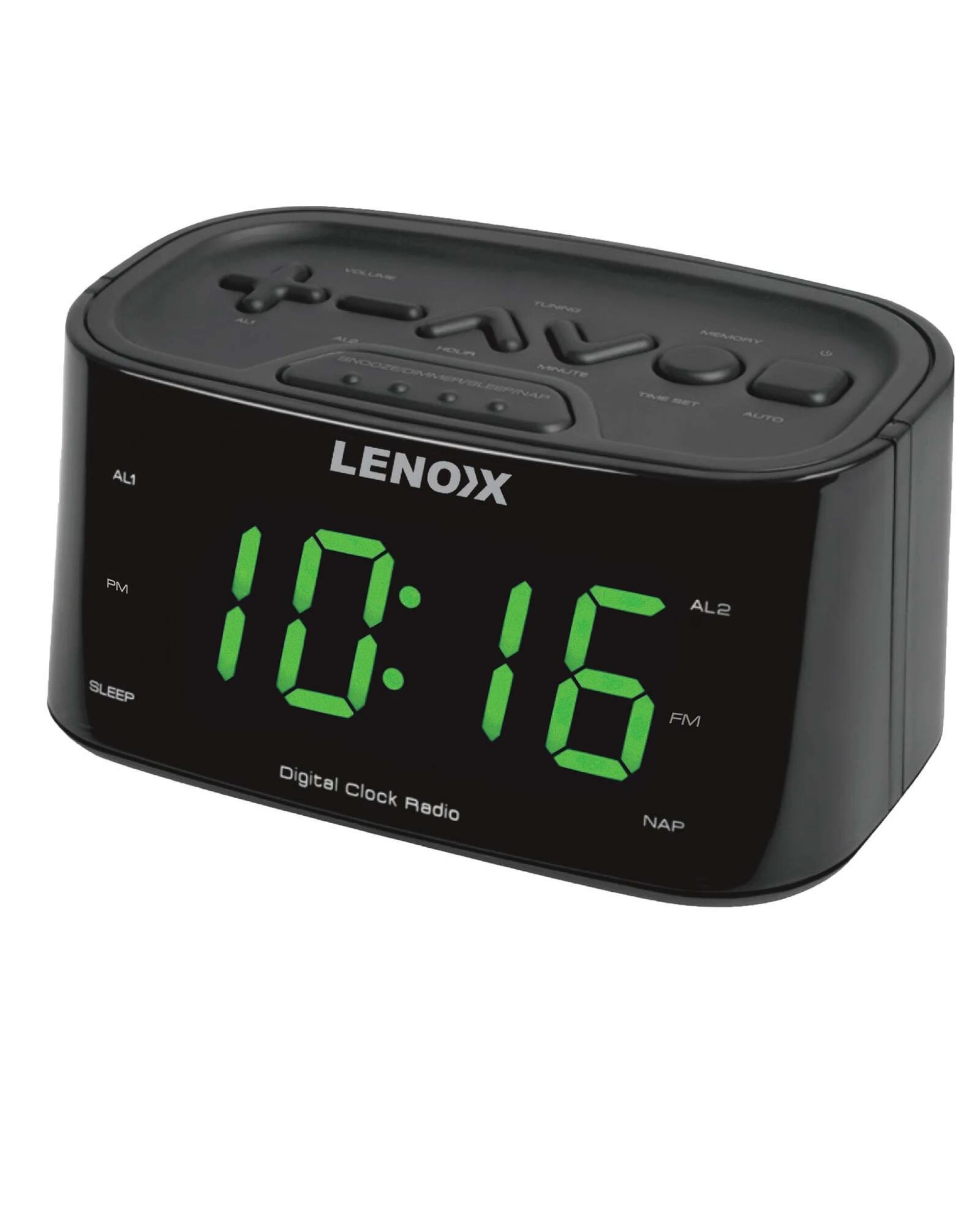 1 Lenoxx Smartphone-Charging Alarm Clock & FM Radio (Black) w/ USB Port, 1 of 4