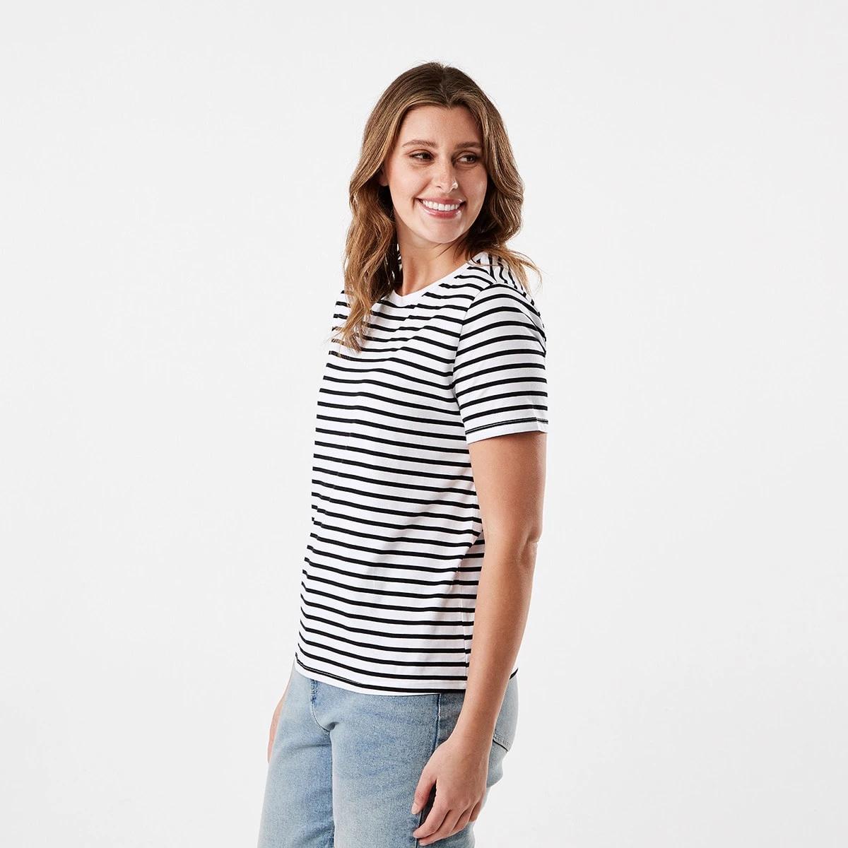 2 Short Sleeve Printed T-shirt BLACK WHITE STRIPE, 2 of 6