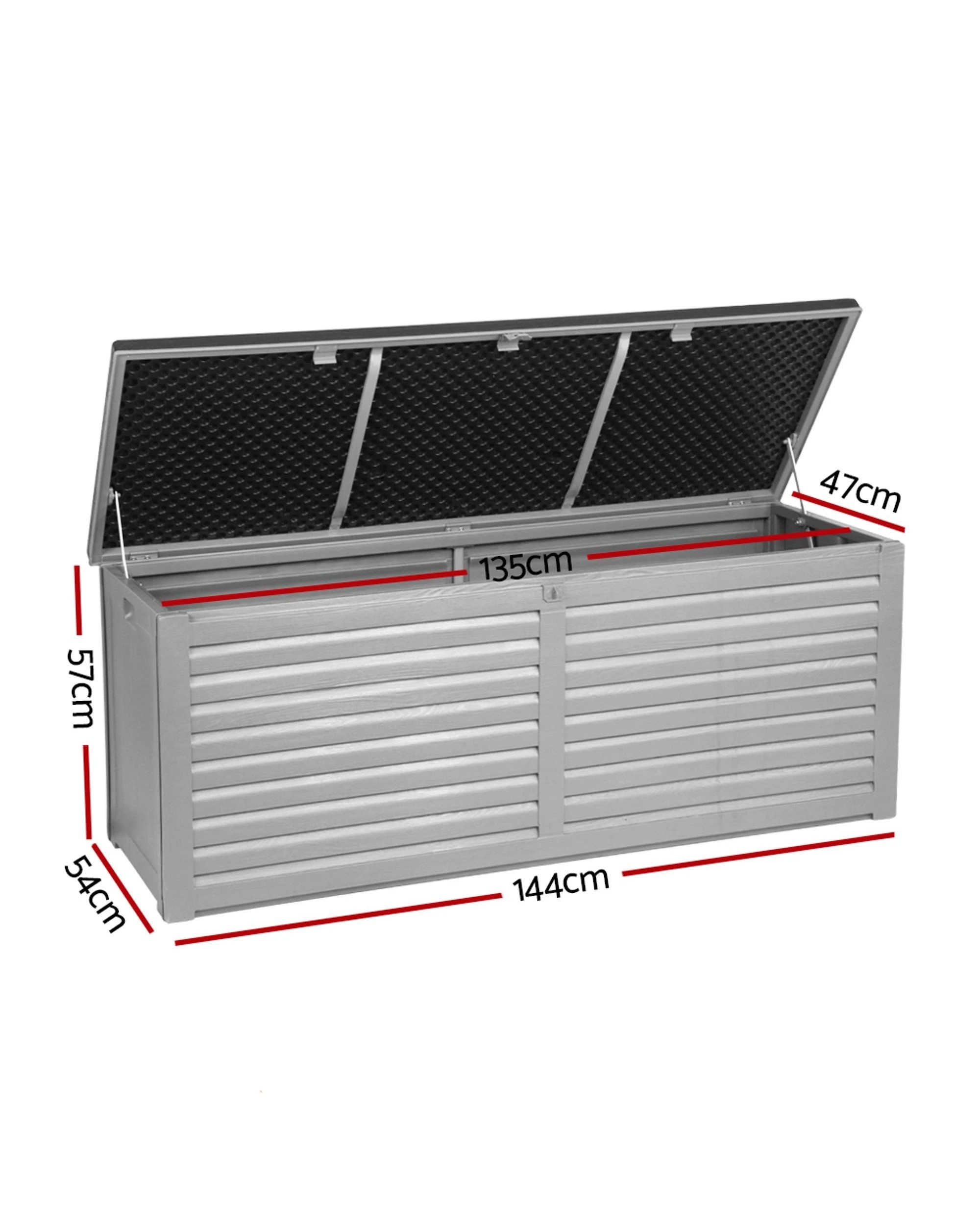 3 Gardeon Outdoor Storage Box 390L Container Lockable Garden Bench Tools Toy Shed - Black, 3 of 7