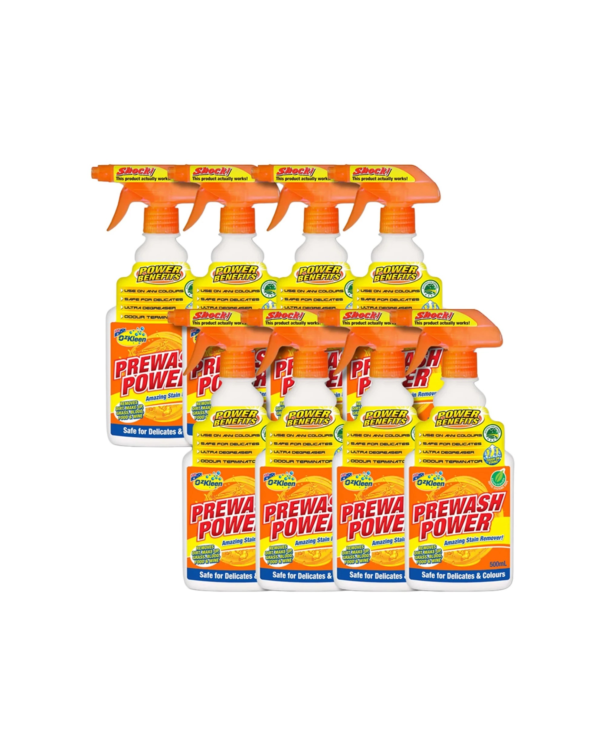 1 OZKLEEN Prewash Power 8×500ml - Stain Remover, Colour Safe - Orange, 1 of 1
