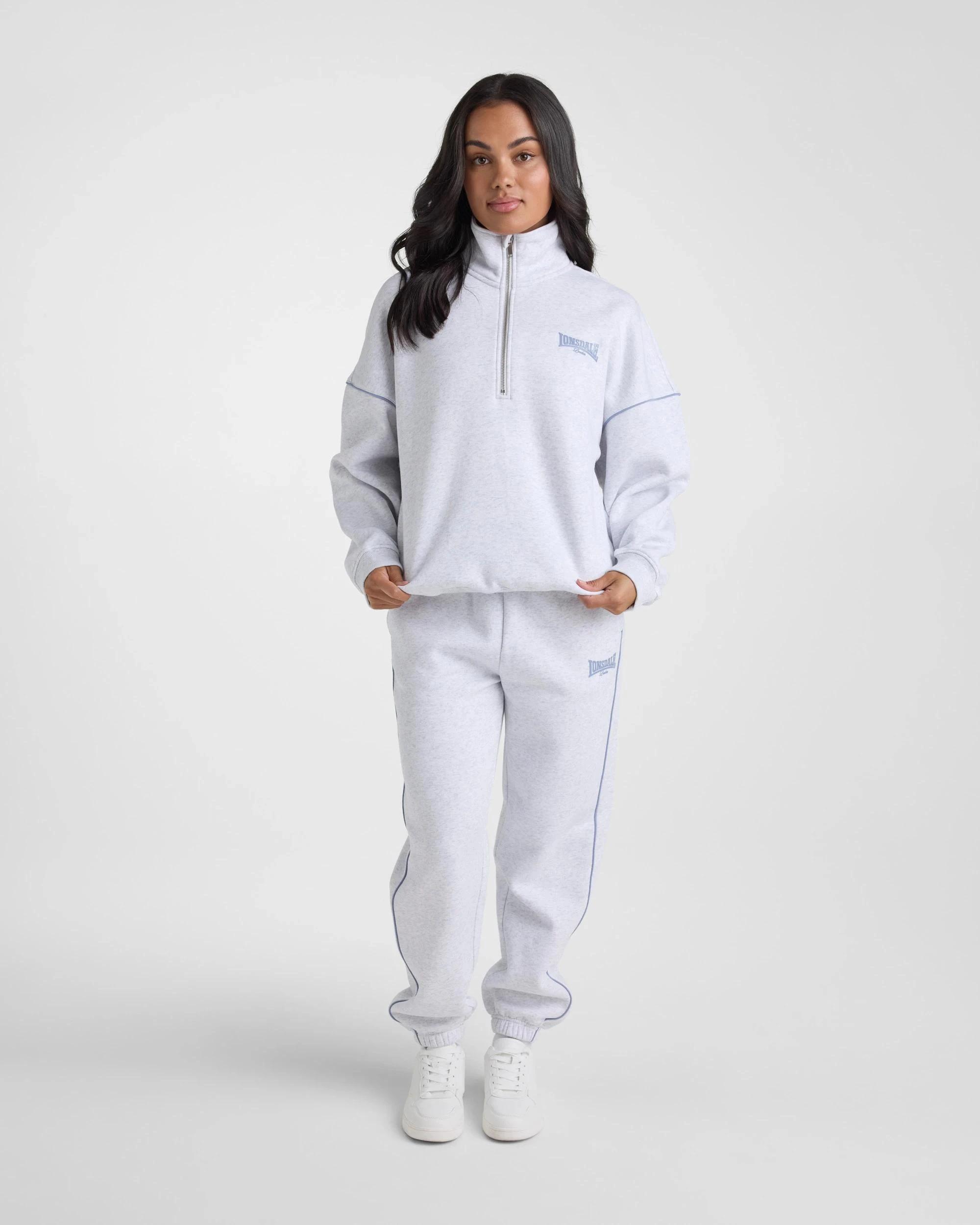 6 Lonsdale London 1/4 Zip Sweat ‑ Dusty Pink WHITE MARLE, 6 of 6