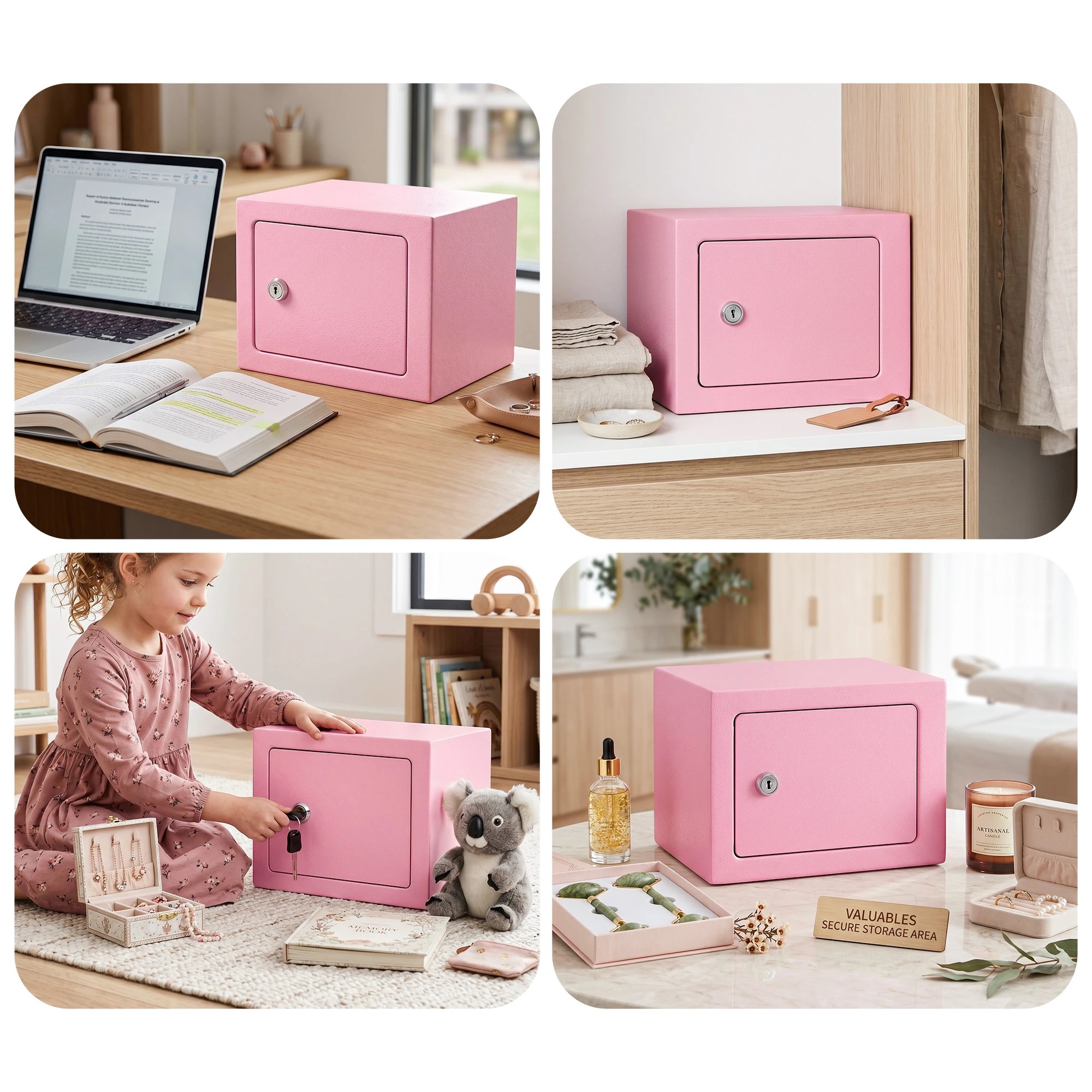8 UL-Tech 6.5L Small Safe Box with Key Lock for Cash Mini Home Security Safe - Pink, 8 of 8