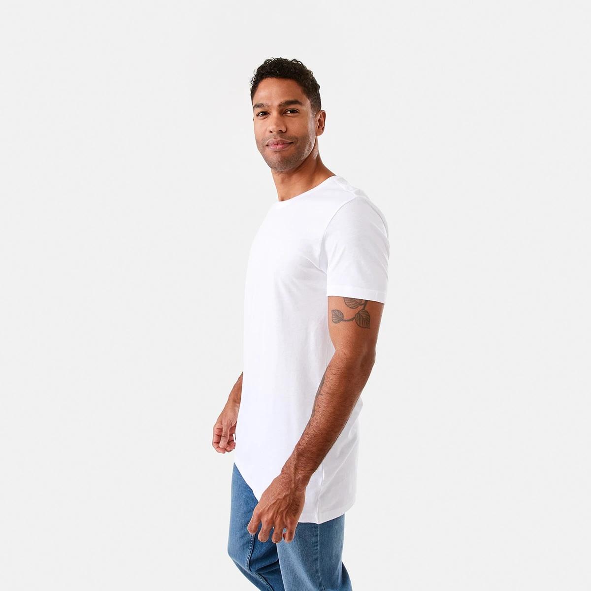 2 Australian Grown Cotton Longline T-shirt White, 2 of 6