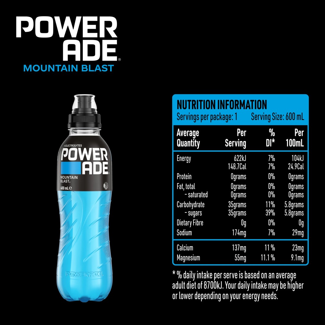 2 Powerade ION4 Isotonic Mountain Blast Sports Drink 600ml, 2 of 4