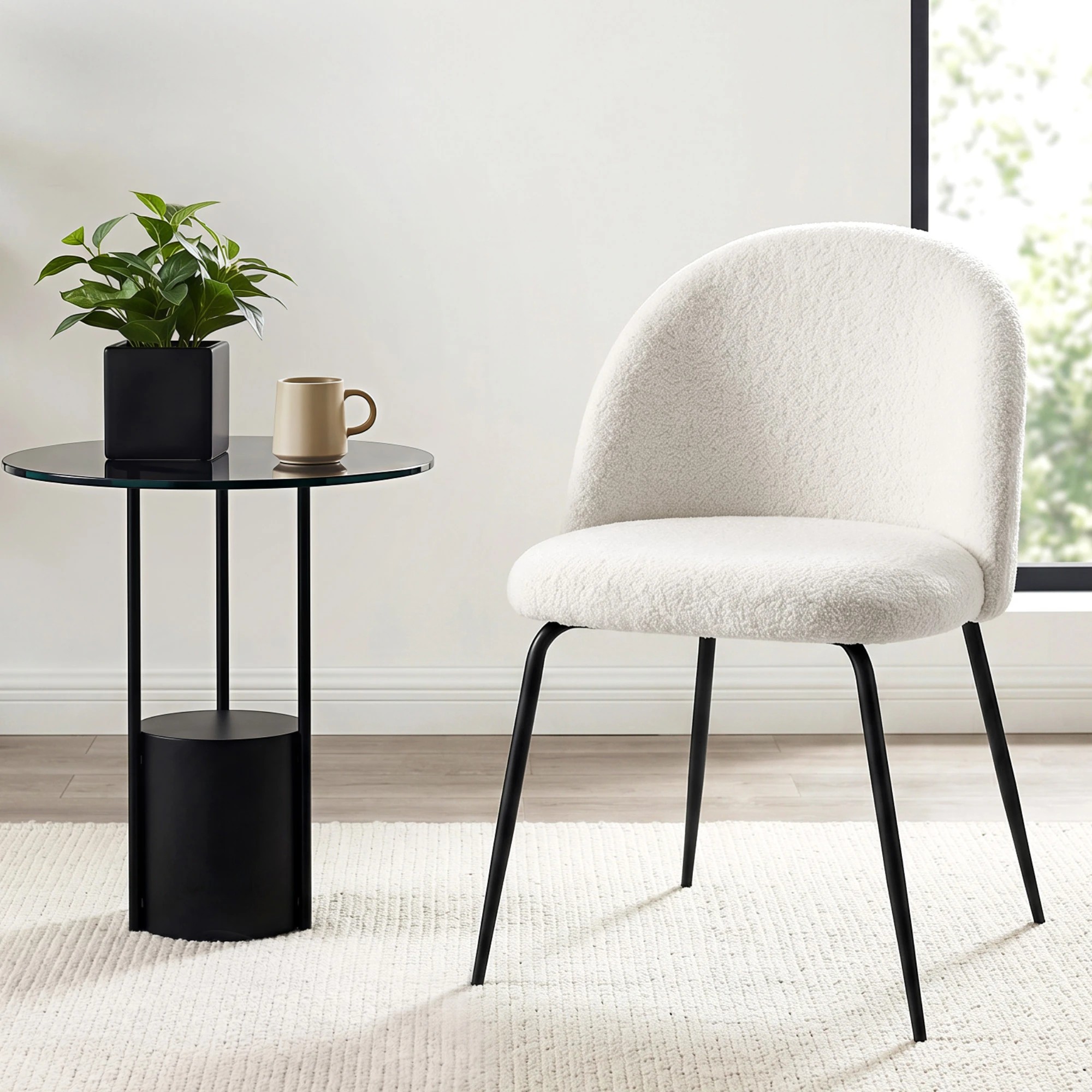 6 Artiss Dining Chairs Set of 6 Sherpa Boucle - White, 6 of 8