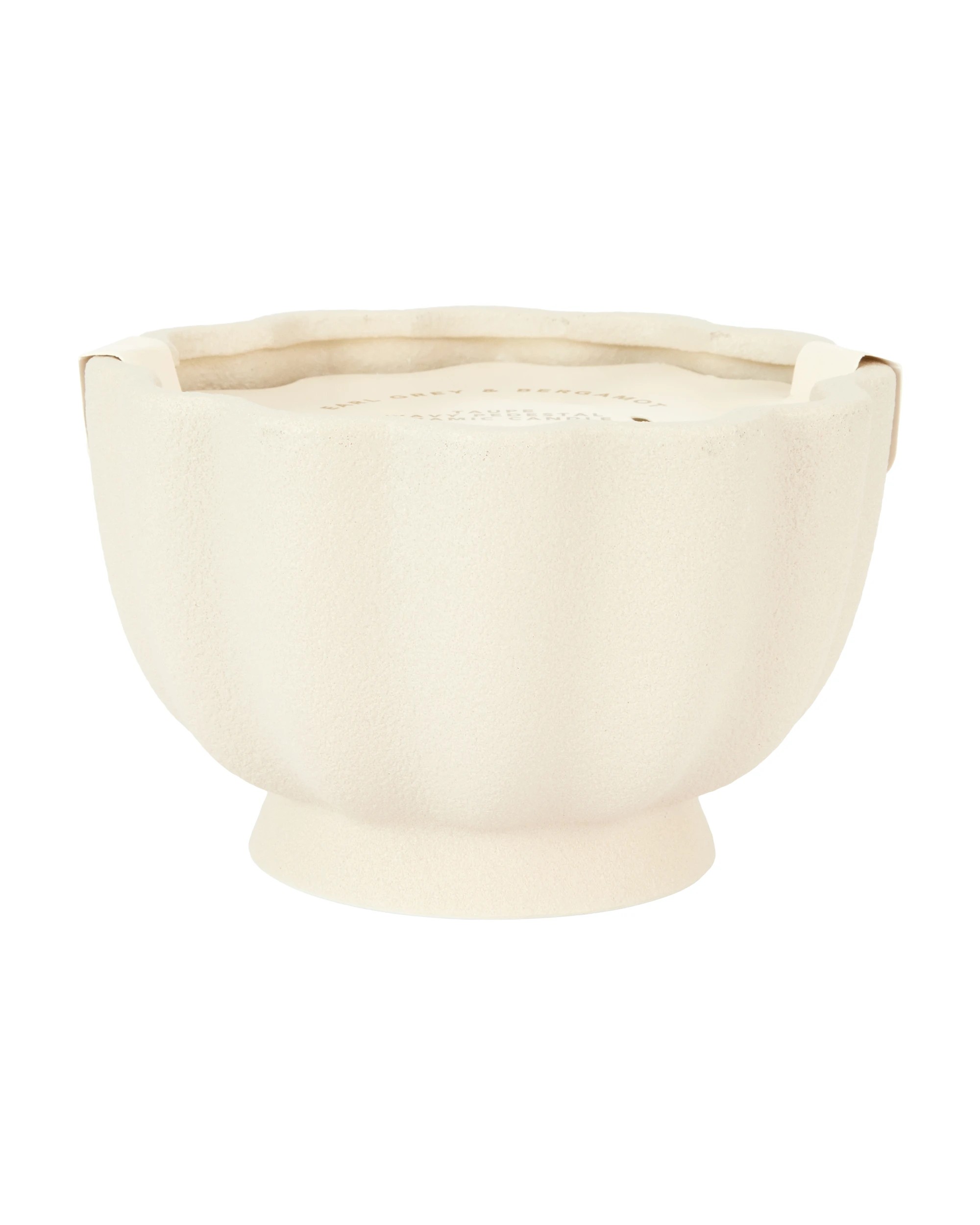 4 Taupe Wavy Pedestal Ceramic Candle, 4 of 6