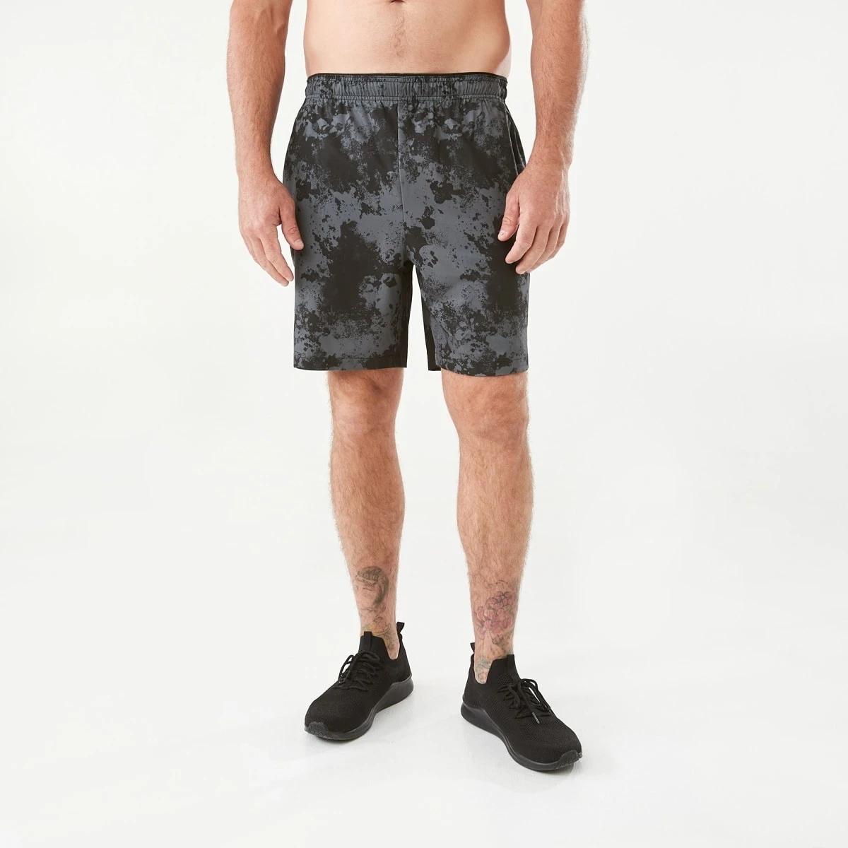 6 Active Mens Gym Shorts Blk Mono, 6 of 6