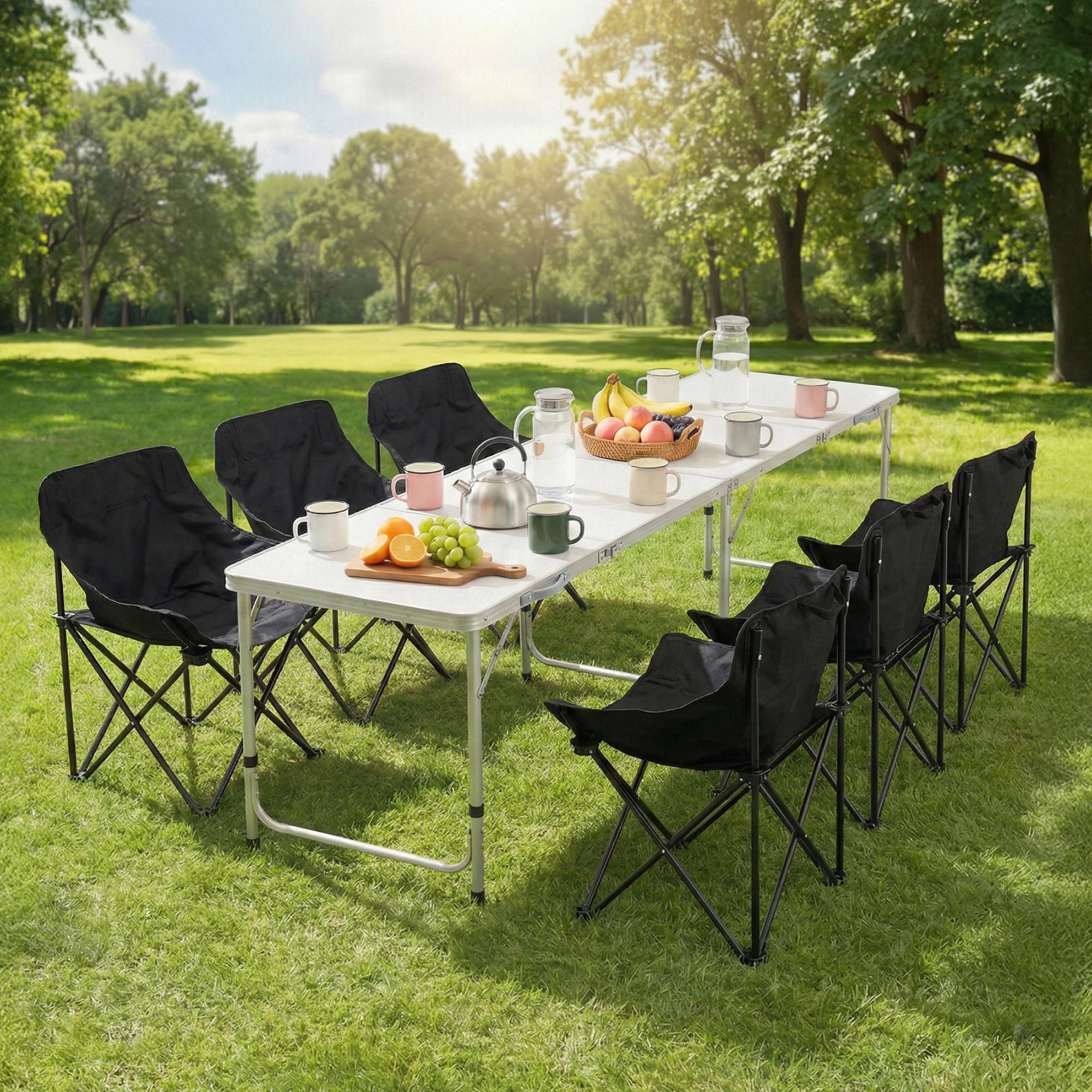 3 Weisshorn 7pc Camping Table Chair Set Outdoor Folding Aluminium Portable Picnic - Multi, 3 of 3